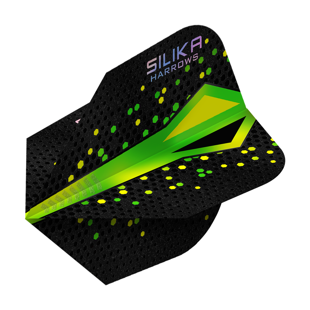 Rivestimento cristallino resistente Harrows Silika Colourshift Verde No6 Voli Hier werden die Harrows Silika Colourshift Tough Crystalline Coating No6 Flights gezeigt. Das Produkt weist eine markante Optik auf.