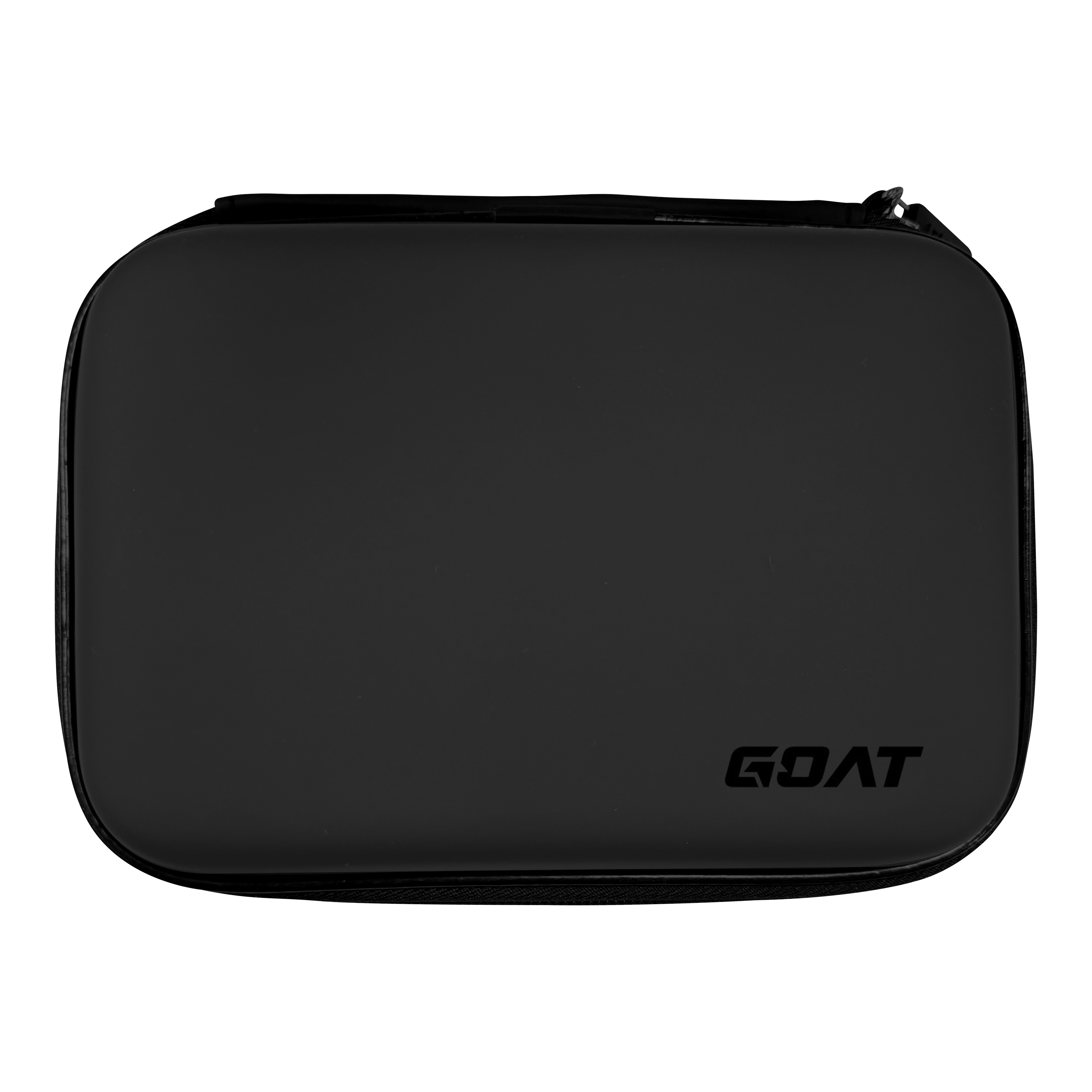 Portafoglio GOAT Locker XL Das Bild zeigt eine schwarze rechteckige Tasche mit abgerundeten Ecken. In der unteren rechten Ecke befindet sich das Logo mit der Aufschrift "GOAT".