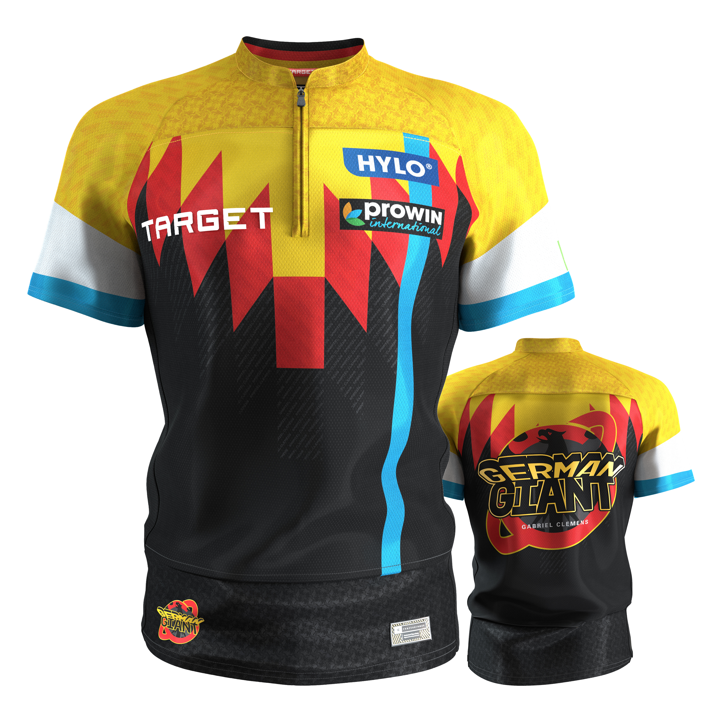 Maglia da freccette Target Gabriel Clemens 2027 Zu sehen ist das Target Gabriel Clemens Dartshirt 2027. Es handelt sich um ein Dartshirt für Fans von Gabriel Clemens.