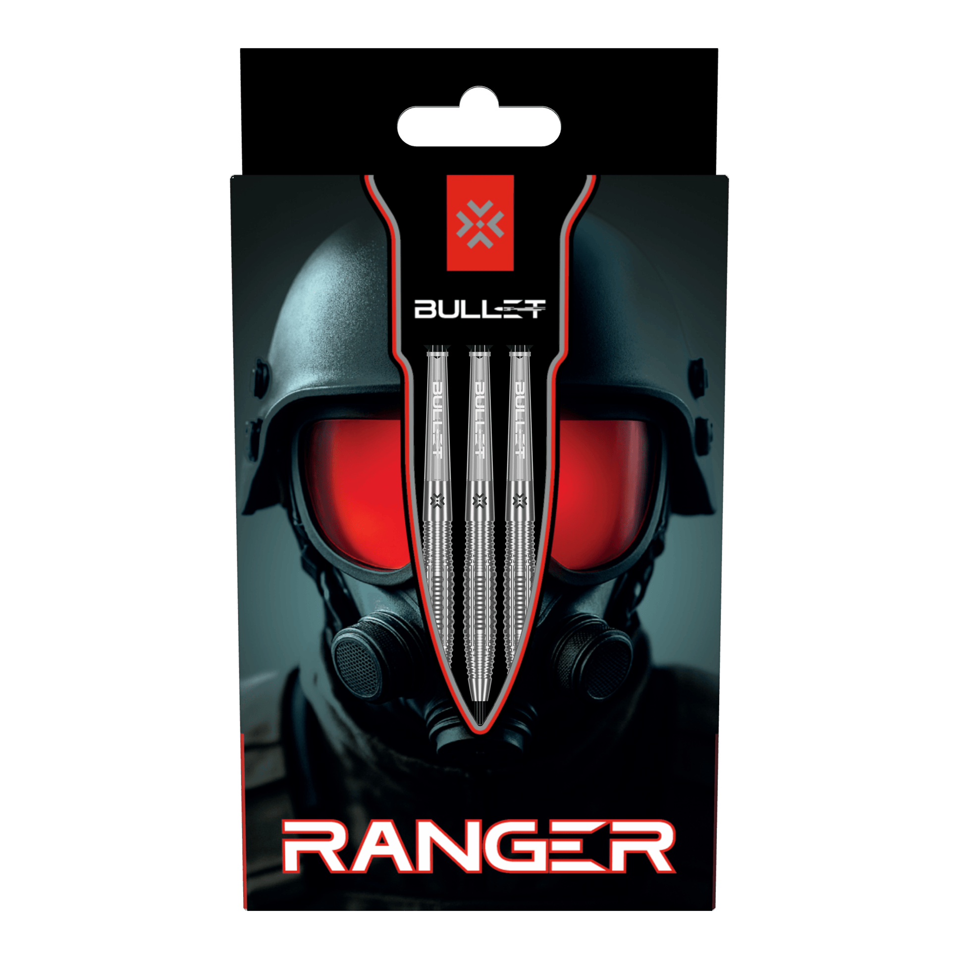 Freccette in acciaio Bullet Ranger Zu sehen sind die Bullet Ranger Steeldarts. Die Darts sind in einer Dreiergruppe dargestellt.