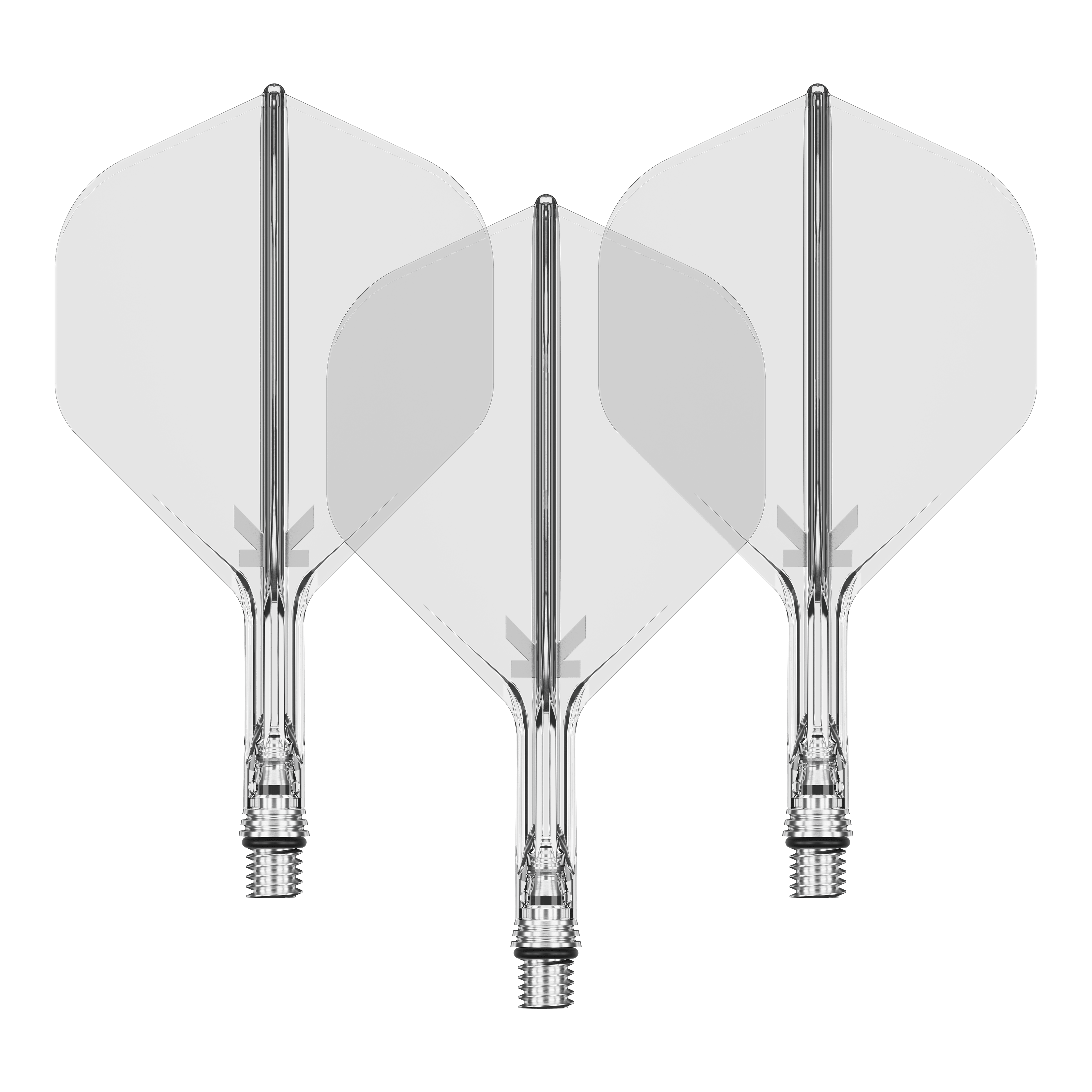 Voli standard Target K-Shift No2 - Sereno Das Bild zeigt ein Set von Target KShift No2 Standard Flights, klar, mit einer Größe von 19mm. Das Produkt ist ein Zubehör für Darts.