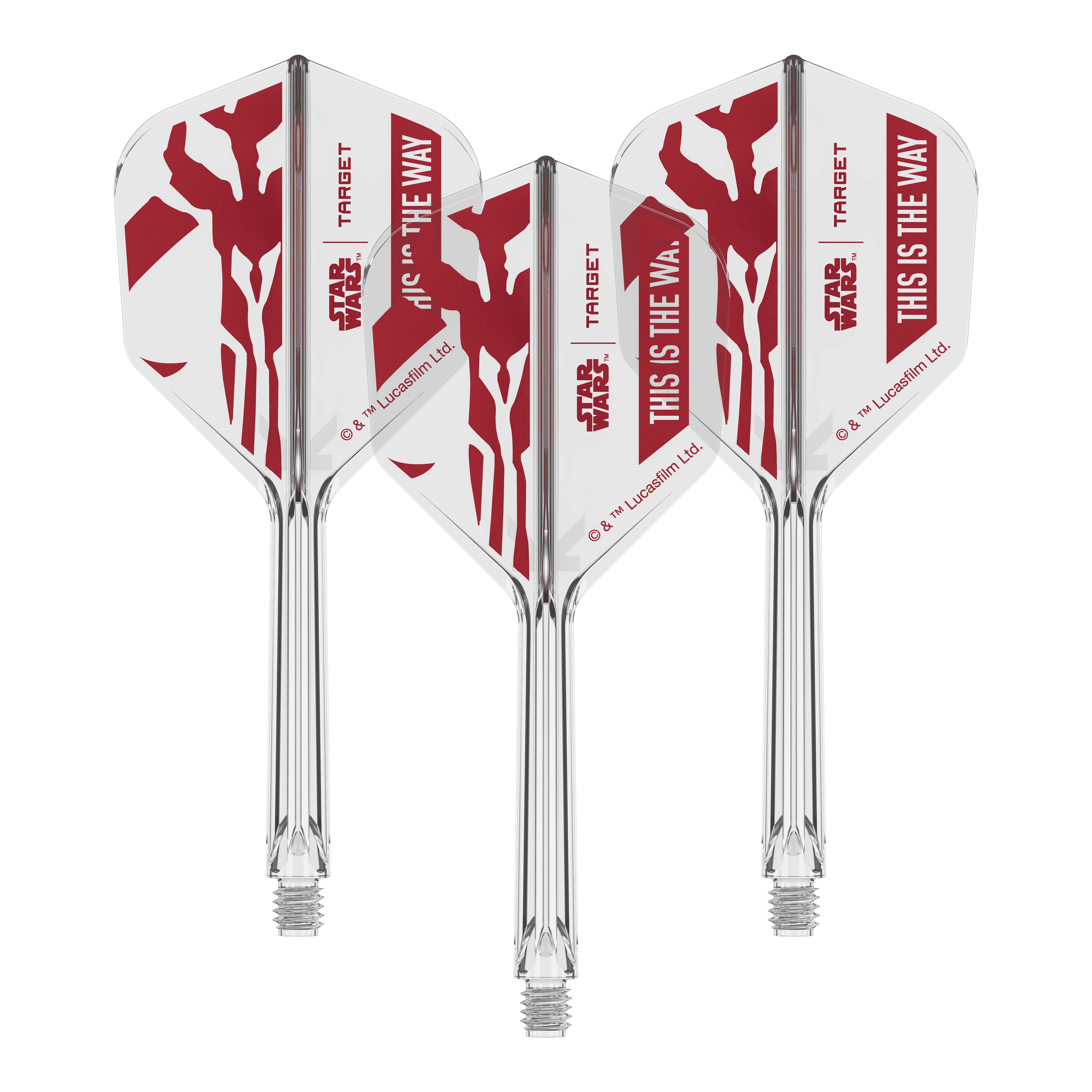 Zu sehen ist '410625_Target_StarWars_K-Flex_ThisIsTheWay_No6_Flights_33mm_2b'. Es handelt sich vermutlich um weitere 'This Is The Way' Dart-Flights.