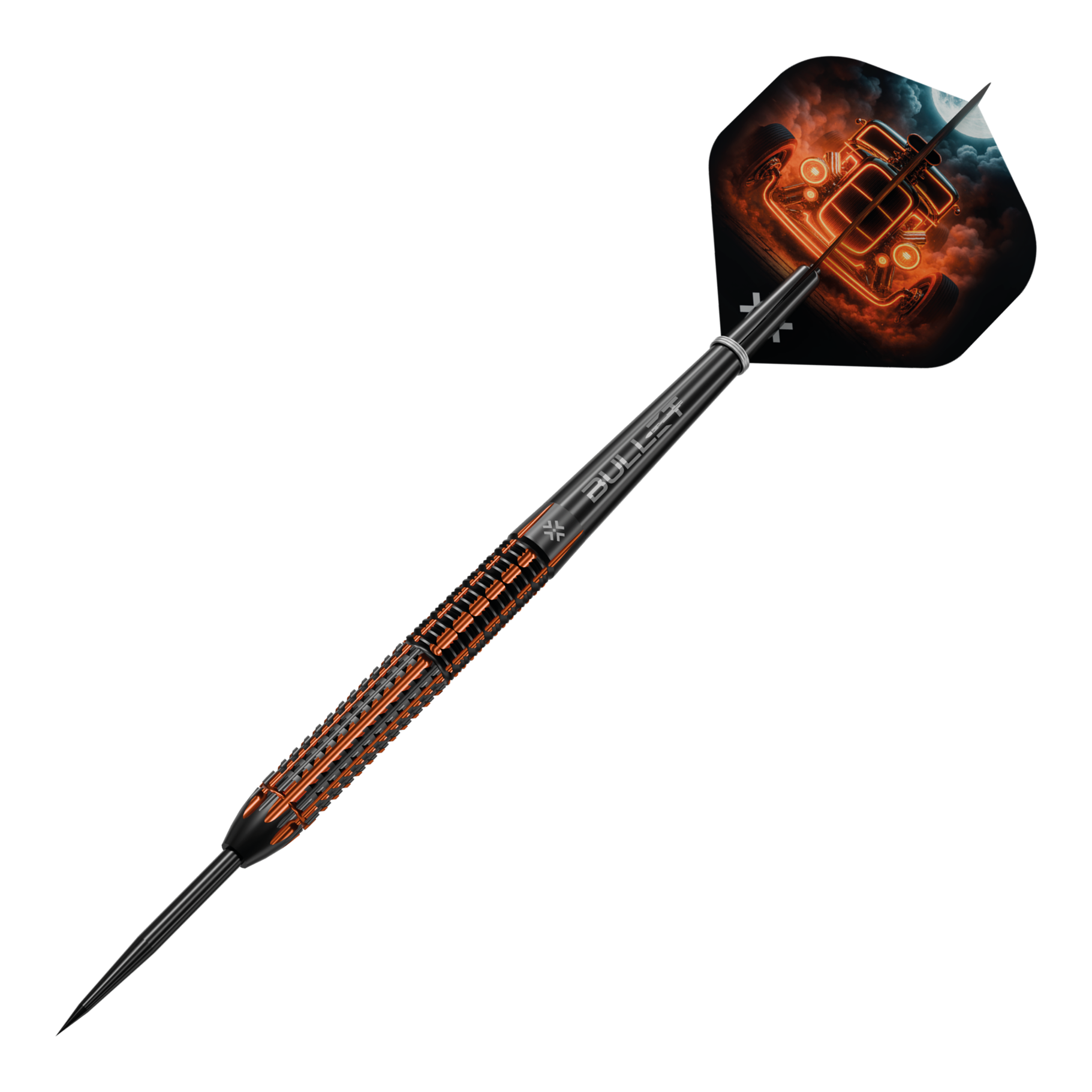 Freccette in acciaio Hotrod Bullet Bullet Hotrod Steeldarts werden abgebildet. Der Fokus liegt auf einem Dartpfeil aus der Produktreihe.
