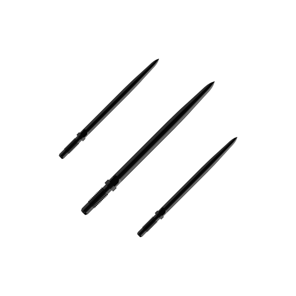 Punte per freccette convertibili Bulls NL - Lisce - Nere Das Bild zeigt einen Artikel mit dem Namen BU57700_BullsNL_Convertible_Points_Smooth_Schwarz_32mm_1Set. Es handelt sich vermutlich um einen Satz schwarzer, glatter Dartspitzen mit einer Länge von 32 mm.
