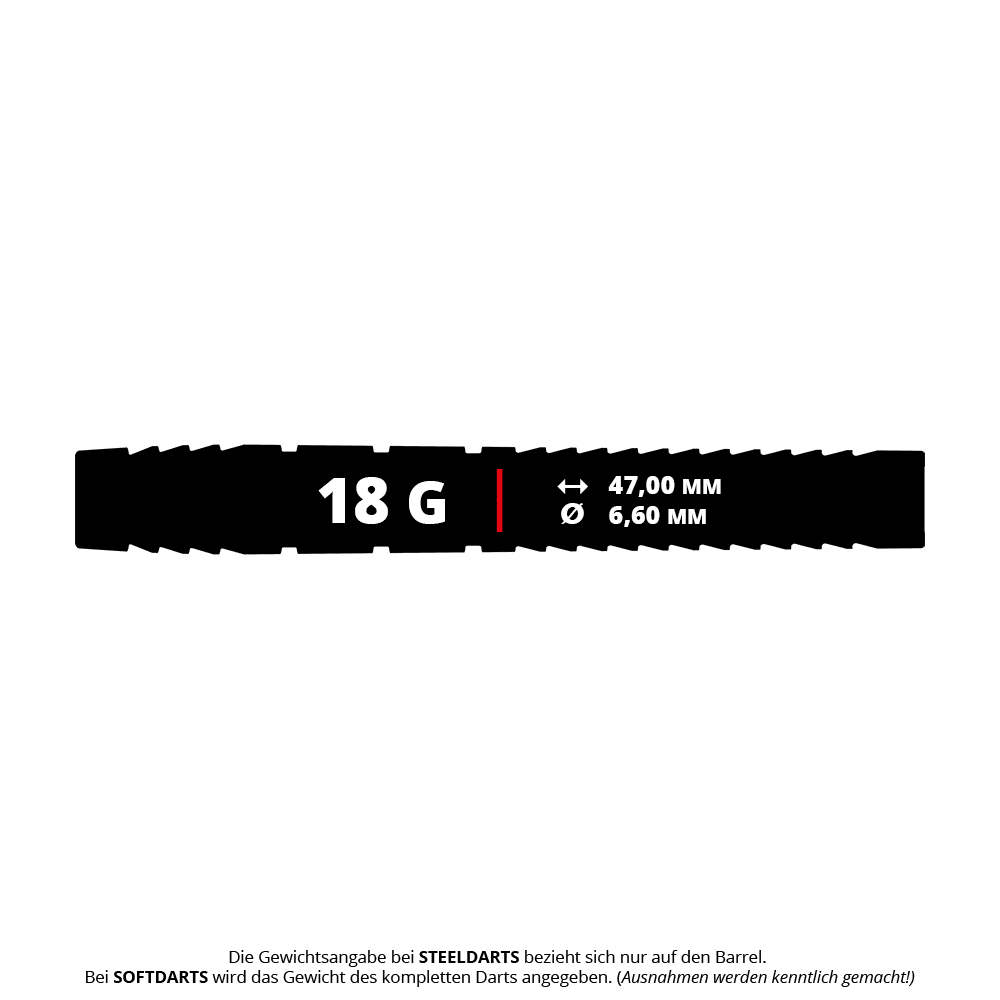 Freccette morbide Target Nathan Aspinall 95K - 18 g Auf dem Bild sieht man die Target Nathan Aspinall 95K Softdarts mit einem Gewicht von 18g. Diese Darts eignen sich ideal für den Softdart-Sport und sind für Präzision und Leistung bekannt.