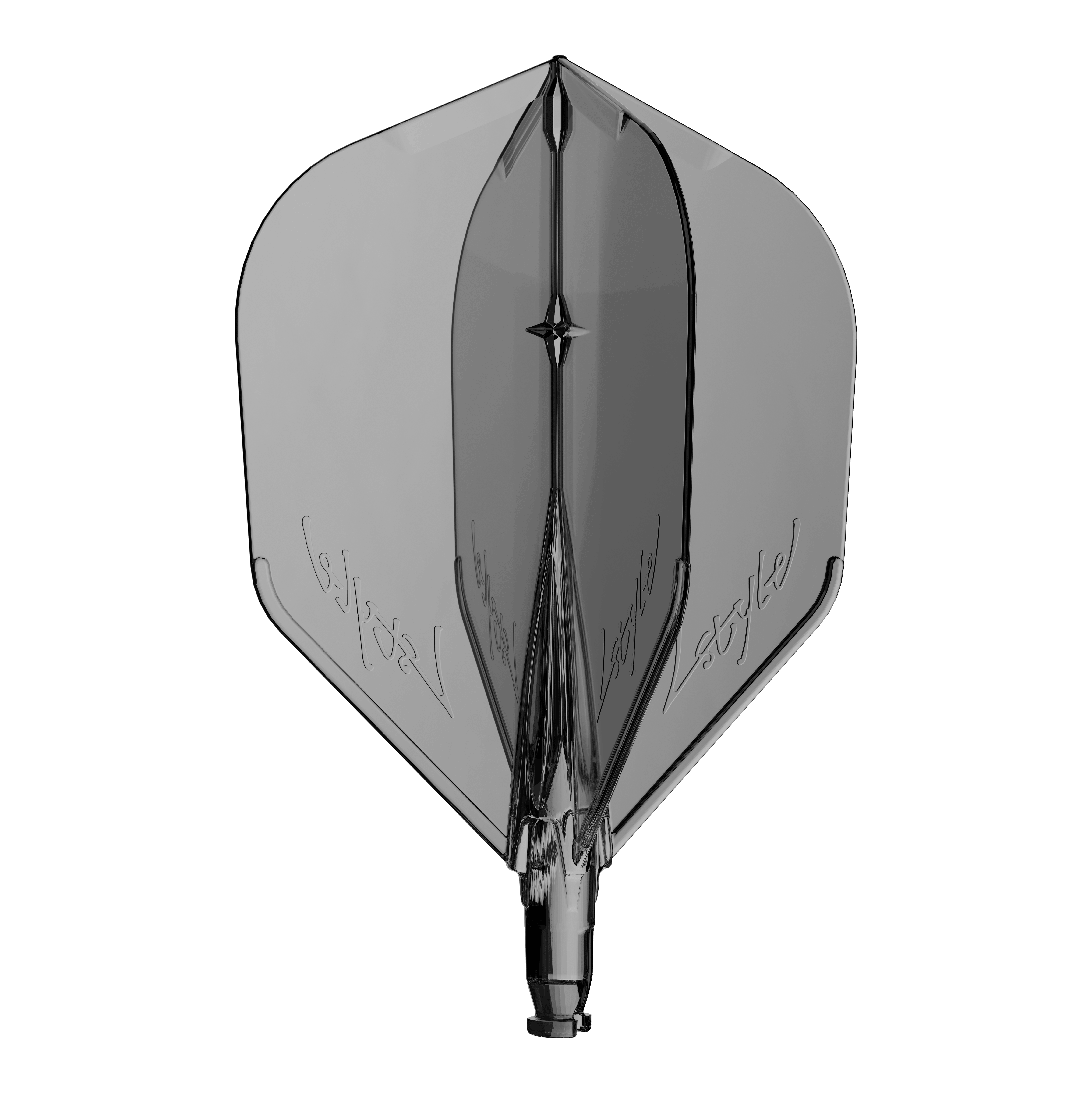 Volo sostitutivo L-Style L-System L3 Ein Ersatzflight für Dartpfeile in klarem Schwarz ist abgebildet.