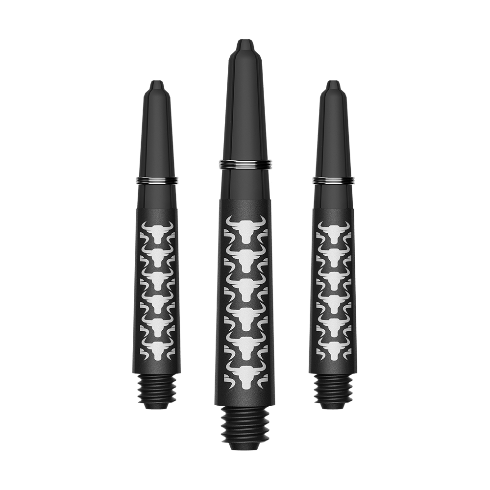 Zu sehen ist ein Set von weißen kurzen Carbon Shafts für Darts. Die Schäfte haben eine Länge von ca. 34 mm und sind aus Kohlefaser.