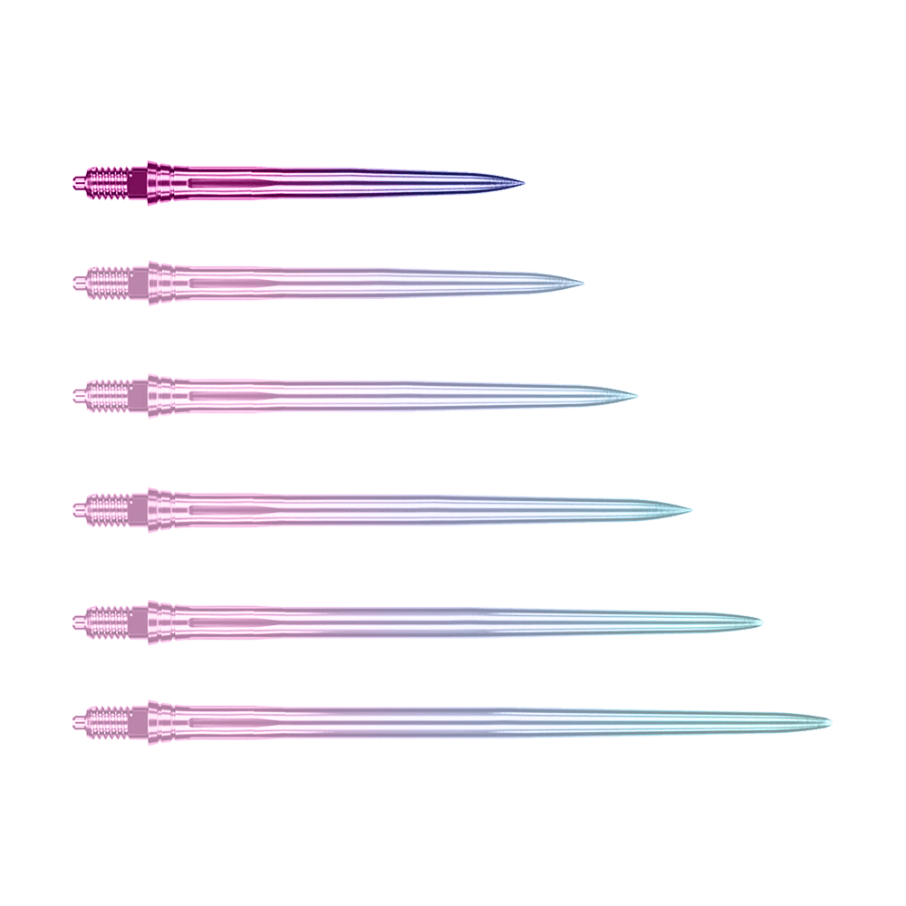 Punte per freccette Caliburn EZ-EVO - Lisce - Arcobaleno Ein Bild mit dem Dateinamen EVO189_Caliburn_EZ-EVO_Dartspitzen_Smooth_Rainbow_28mm_1. Es zeigt vermutlich Dartspitzen in Regenbogenfarben mit einer Länge von 28 mm.