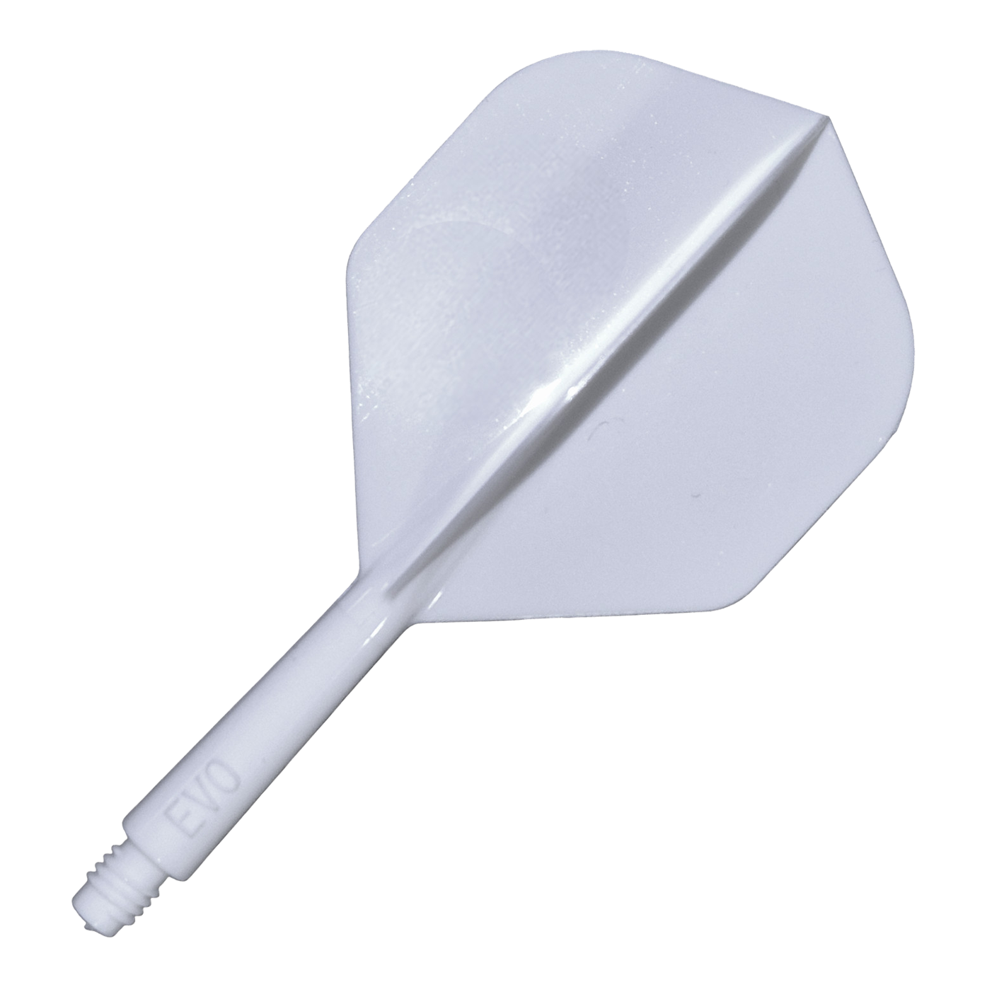Sistema di albero di volo Evolution EVO1 - Bianco Das Bild zeigt das Evolution EVO1 Flight-Shaft-System in Weiß. Es handelt sich um ein Zubehör für Darts, das aus einem weißen Schaftsystem besteht.