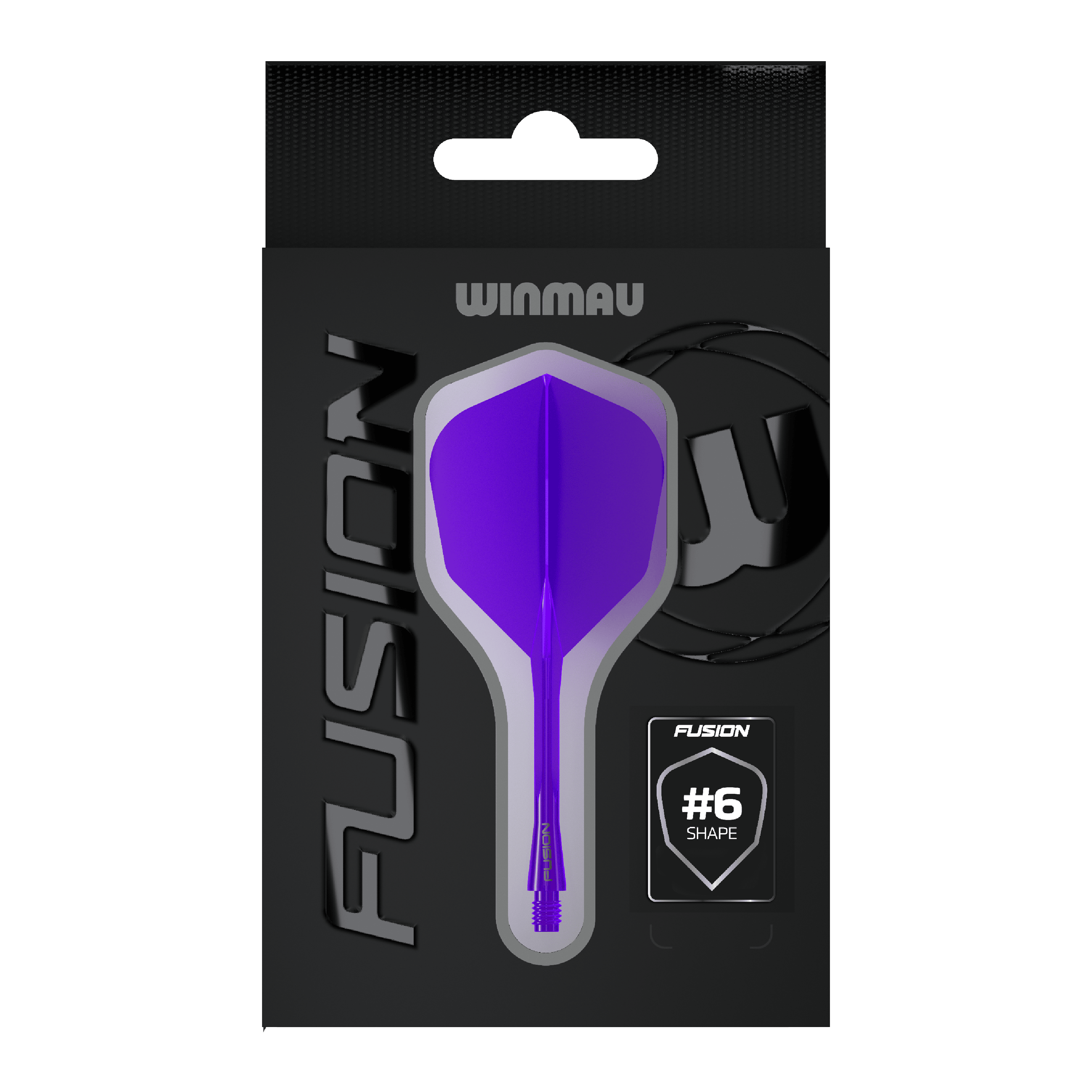 Sistema di alberi di volo a fusione Winmau n. 6 viola Zu sehen ist das Winmau Fusion Flight-Shaft-System No6 in Lila. Das Produkt wird für Dartspiele verwendet.