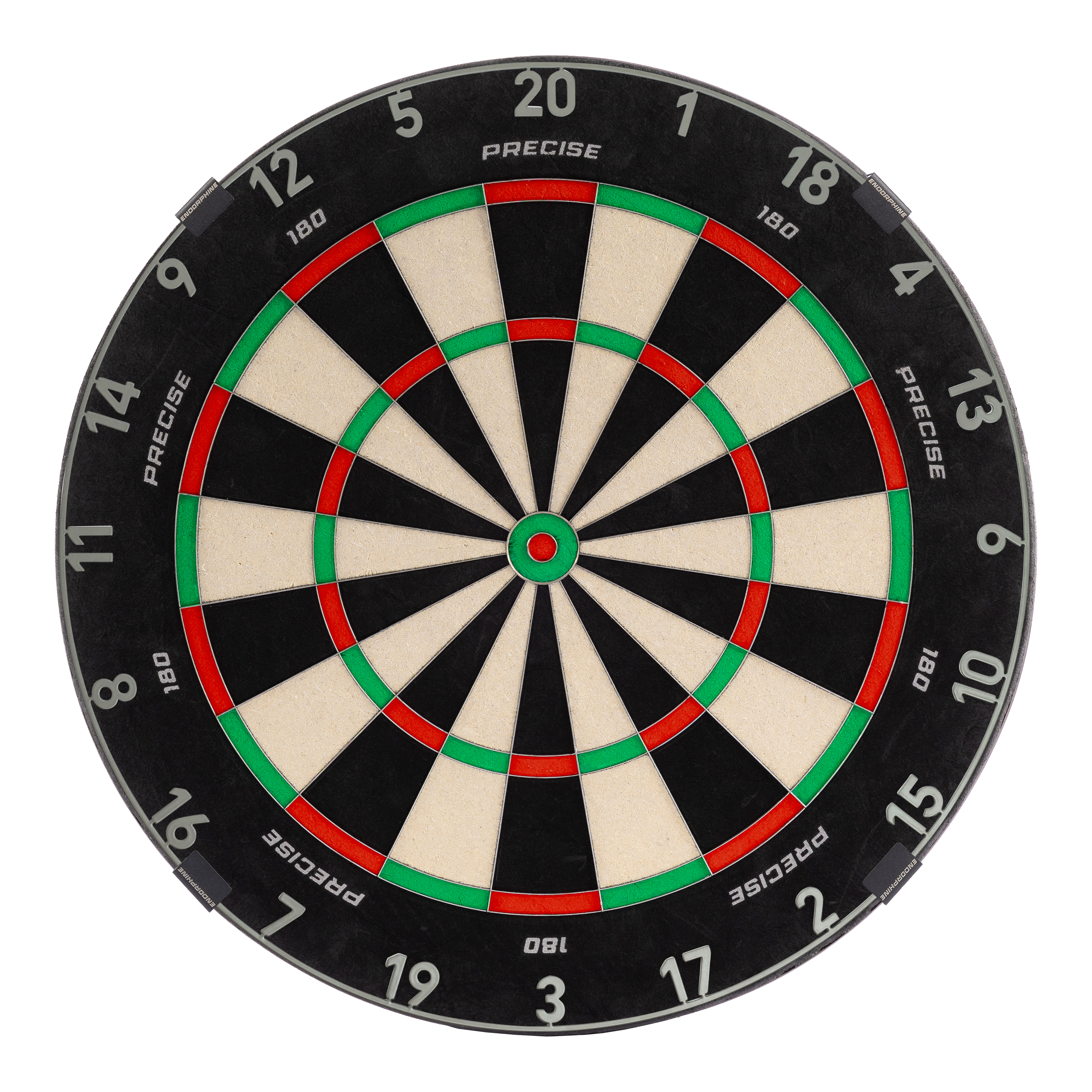 Bersaglio per freccette in acciaio Precise 180 Endorphine con anello numerato - Grigio nordico Hier ist das Precise 180 Endorphine Steeldartboard mit Nummernring in Nordic Grey zu sehen. Das Dartboard eignet sich ideal für professionellen und privaten Gebrauch.