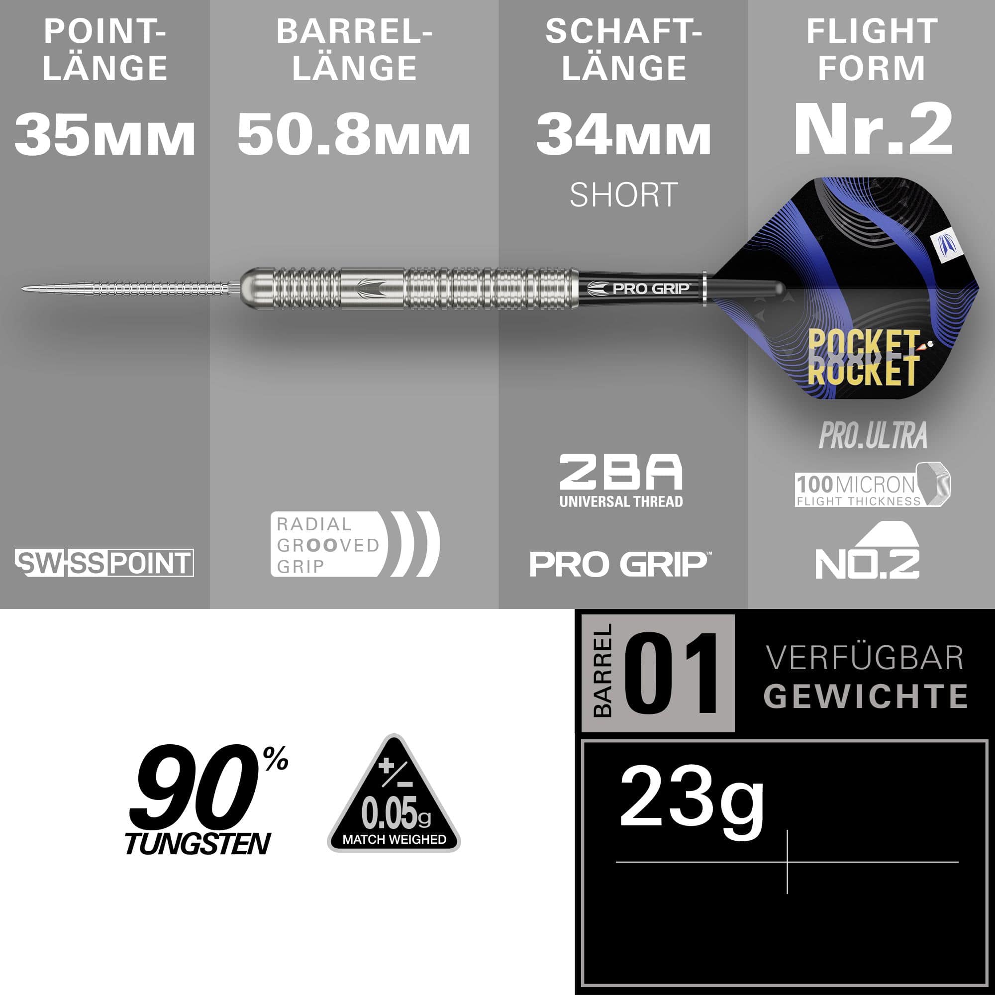 Dardi in acciaio Target Justin Hood Swiss Points - 23 g