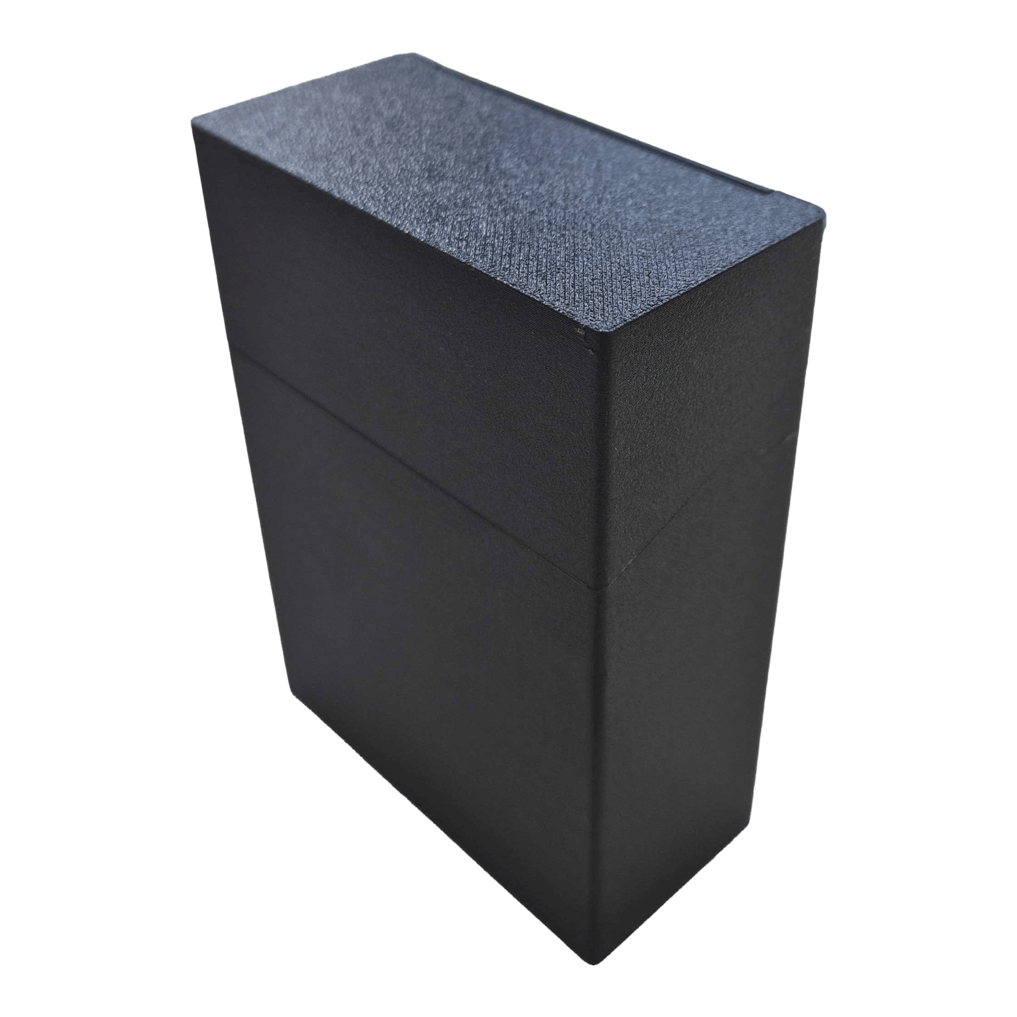 Custodia per freccette Smoke 180 con design personalizzato - Nera Smoke 180 Dartcase mit eigenem Design in Schwarz ist geschlossen abgebildet. Das Motiv und die Form des Etuis sind sichtbar.