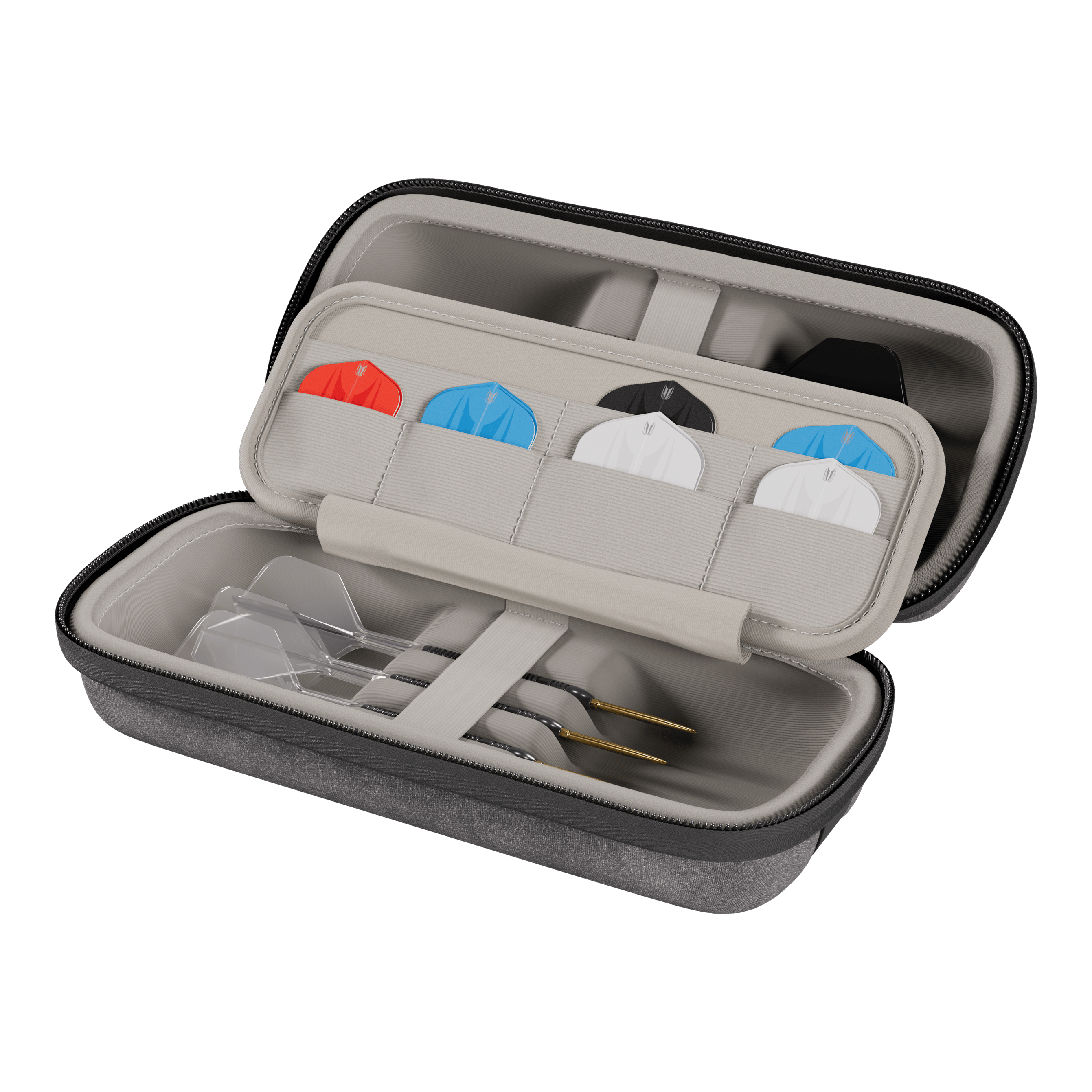 Custodia per freccette Target BOA Auf dem Bild ist ein Target BOA Dartcase Grau Hellgrau zu erkennen. Das Etui eignet sich zur sicheren Aufbewahrung von Darts.