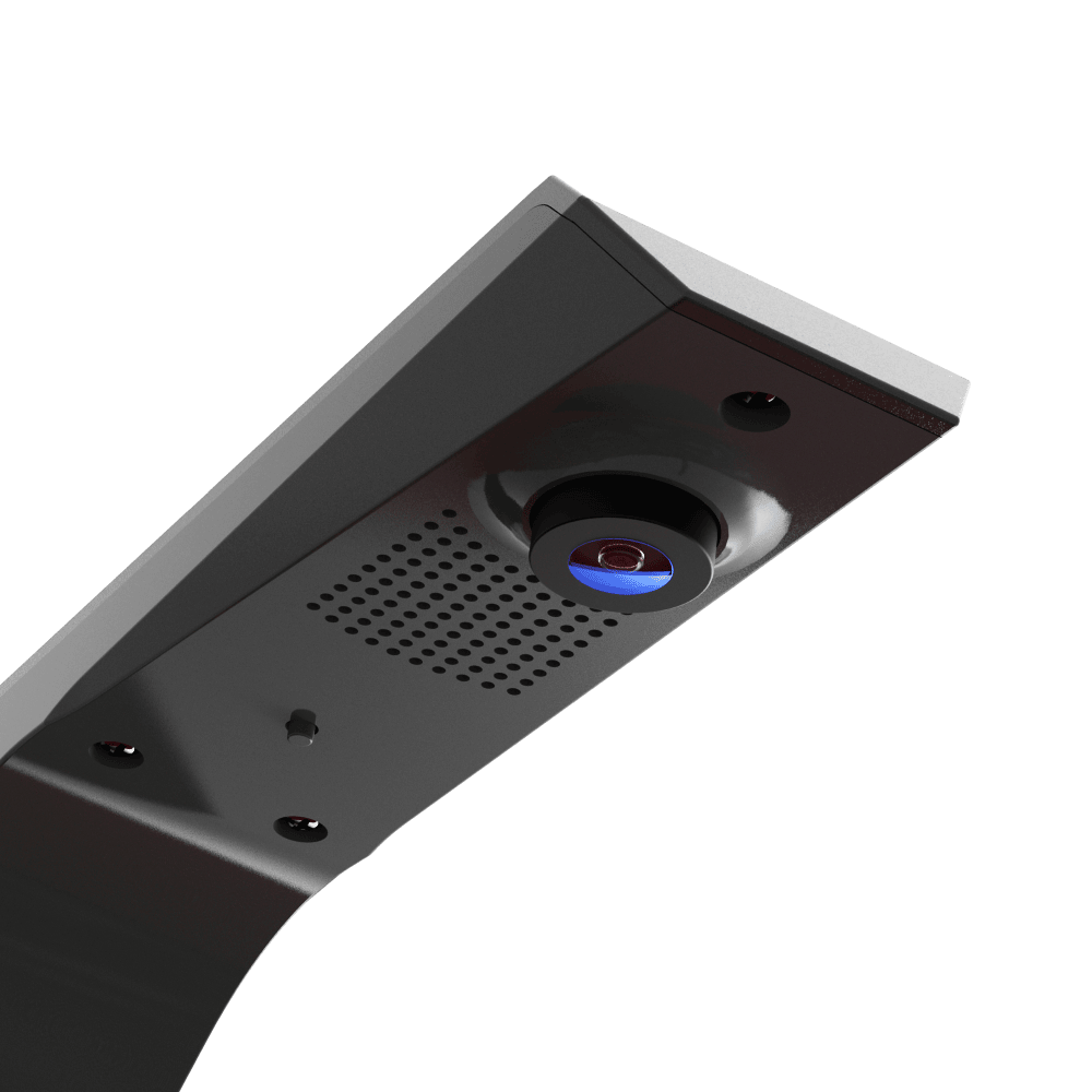 Sistema di punteggio automatico GranDarts Gran Eye GEN2 Steeldart Das Bild zeigt das GranDarts GranEye Steeldart Auto-Scoring-System. Zu sehen ist eine Nahaufnahme des Geräts mit einer Kamera und Belüftungsschlitzen.