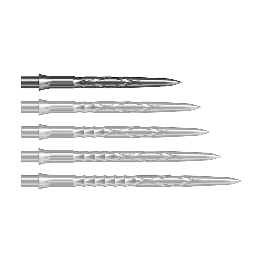 Punte per freccette in acciaio Caliburn System - HAN G2 - Argento Abgebildet ist eine silberne Steeldartspitze vom Typ Caliburn Evo System HAN G2 in 28 mm Länge. Sie eignet sich für den Einsatz bei Steeldarts.