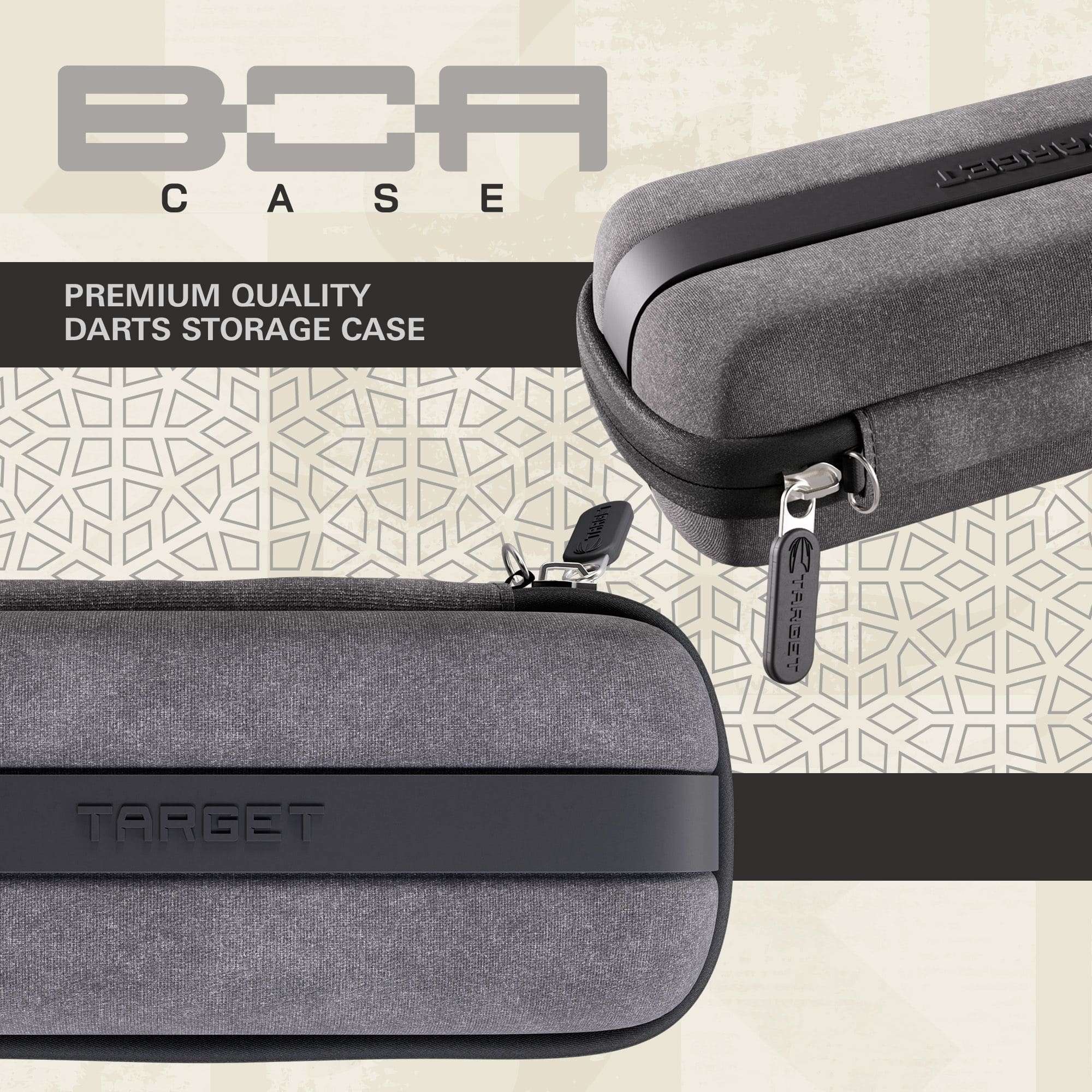 Custodia per freccette Target BOA Abgebildet ist ein Dartcase in Grau und Hellgrau. Das Produkt ist vermutlich das Target BOA Dartcase.
