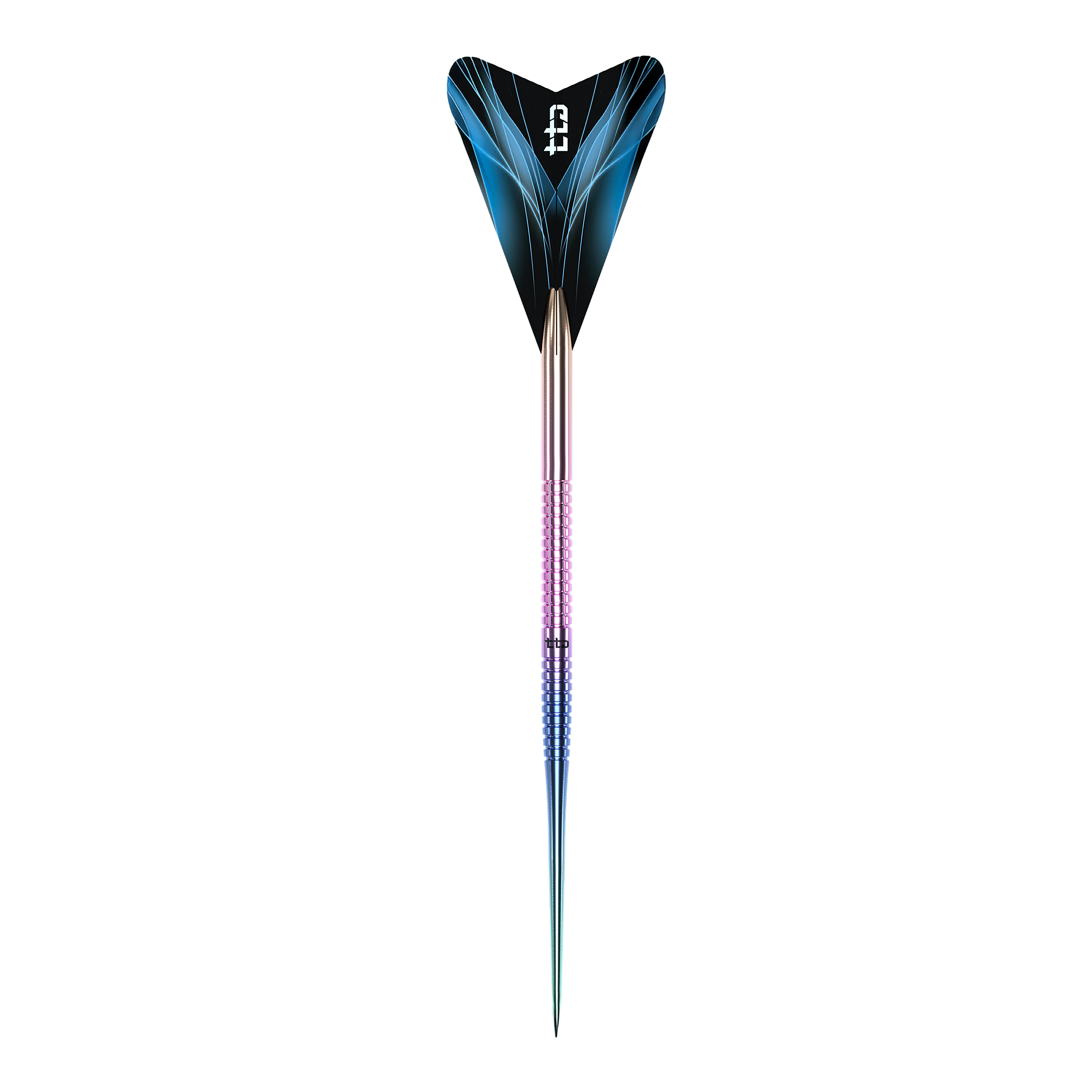 Hier sieht man den Caliburn TTD Complete Titanium T1 Rainbow Steeldarts - 5g. Der Dartpfeil ist besonders durch sein farbenfrohes Aussehen.