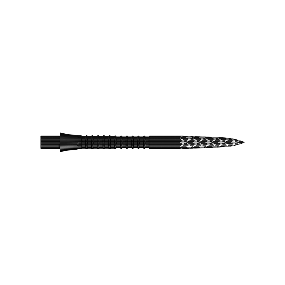 Punte per freccette Mission Caliburn EVO con logo GV - Nero Das Bild zeigt einen Artikel mit dem Dateinamen 'M002125_Mission_Caliburn_EVO_GV-Logo_Steeldartspitzen_Schwarz_32mm_2'. Wahrscheinlich handelt es sich um schwarze Steeldartspitzen mit einer Länge von 32mm.