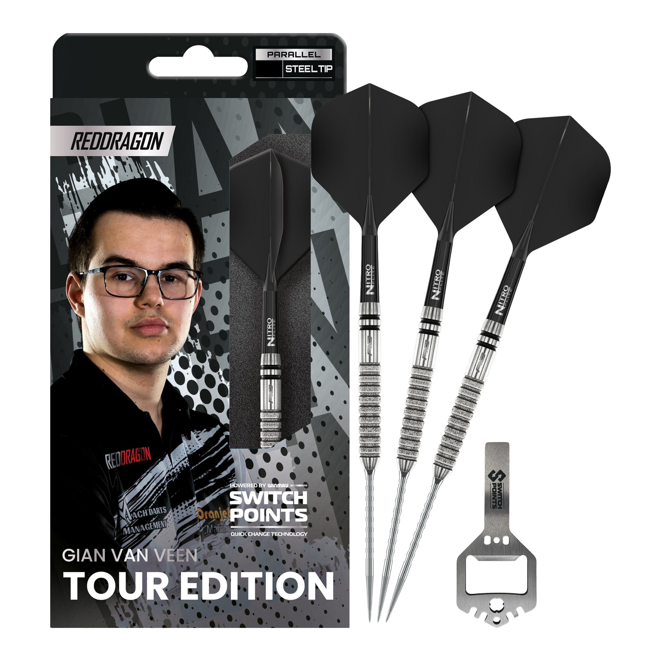 Freccette in acciaio Switch Point Red Dragon Gian Van Veen Tour Edition - 21 g Abgebildet sind die Red Dragon Gian Van Veen Tour Edition Switch Point Steeldarts - 21g in voller Länge. Die Steeldarts zeichnen sich durch ihre hochwertige Verarbeitung aus.