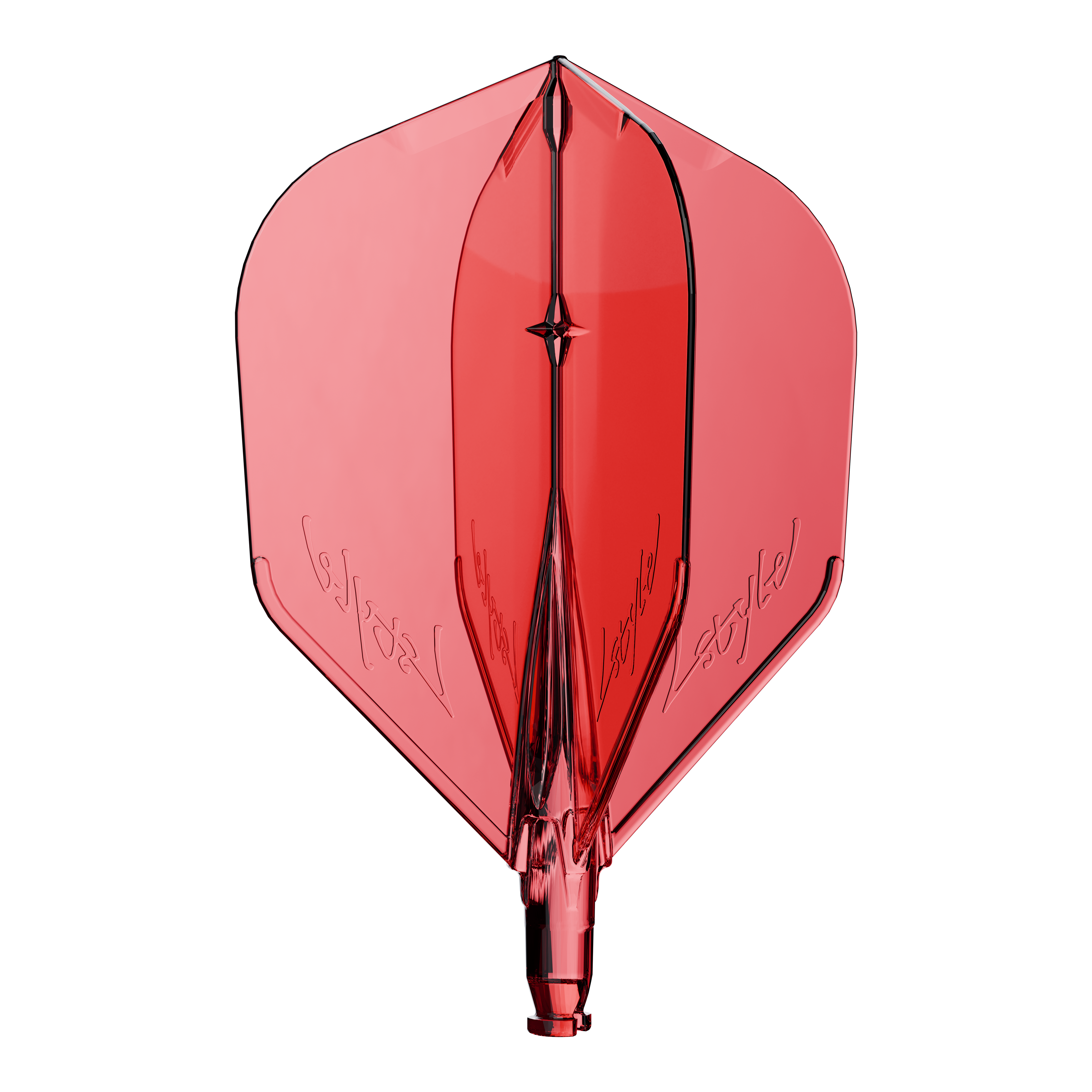 Volo sostitutivo L-Style L-System L3 Ein Ersatzflight für Dartpfeile in klarem Rot ist zu sehen.