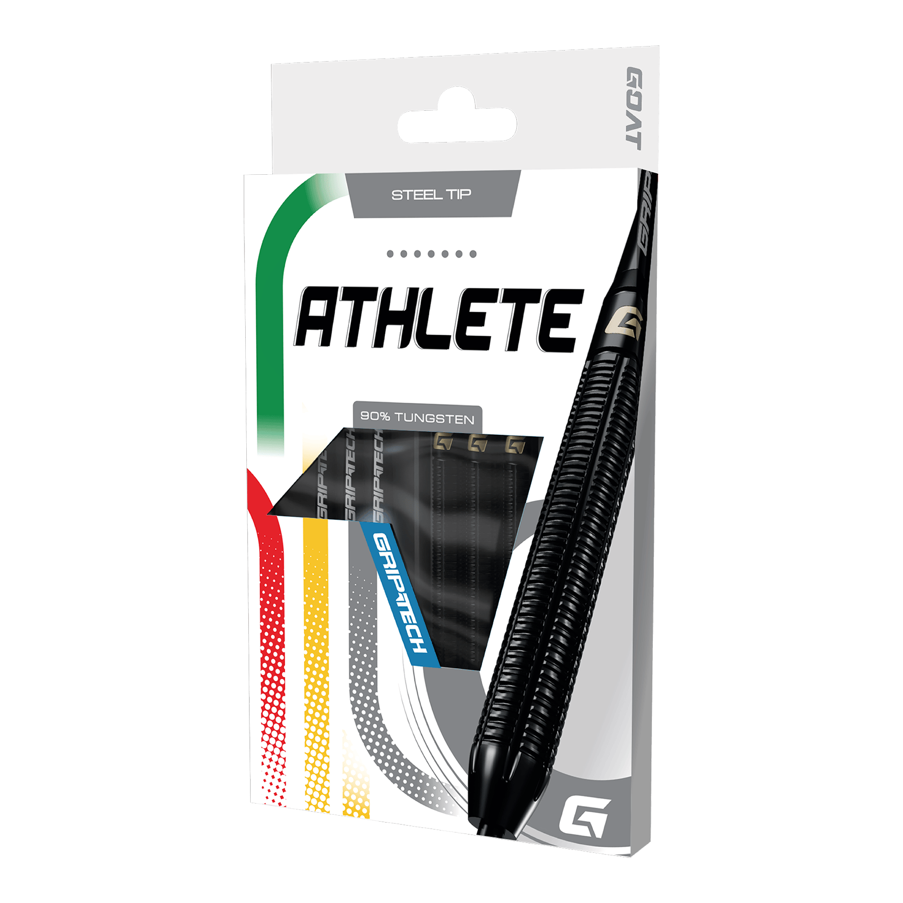Freccette in acciaio al tungsteno nero GOAT Athlete Das Produkt GOAT Athlete Black Tungsten Steeldarts wird gezeigt. Die Darts sind für professionelle Spieler geeignet und in Schwarz gehalten.
