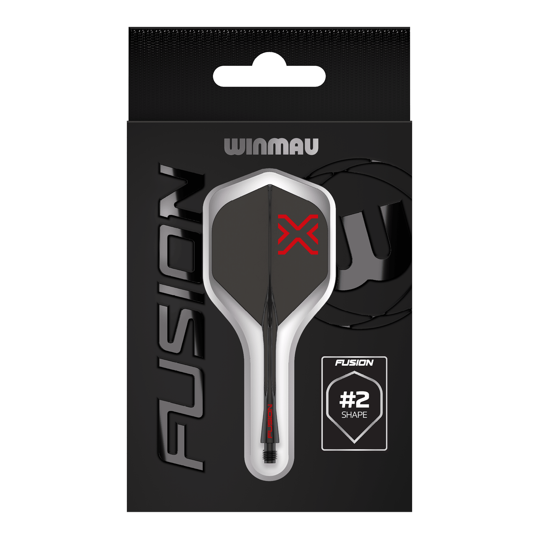 Sistema di alberi di volo standard Winmau Fusion Blade X No2 - Nero Das Bild zeigt das Winmau Fusion Blade X No2 Standard Flight-Shaft-System in Schwarz. Es verbindet ein Flight mit einem Schaft in elegantem, schwarzem Design.