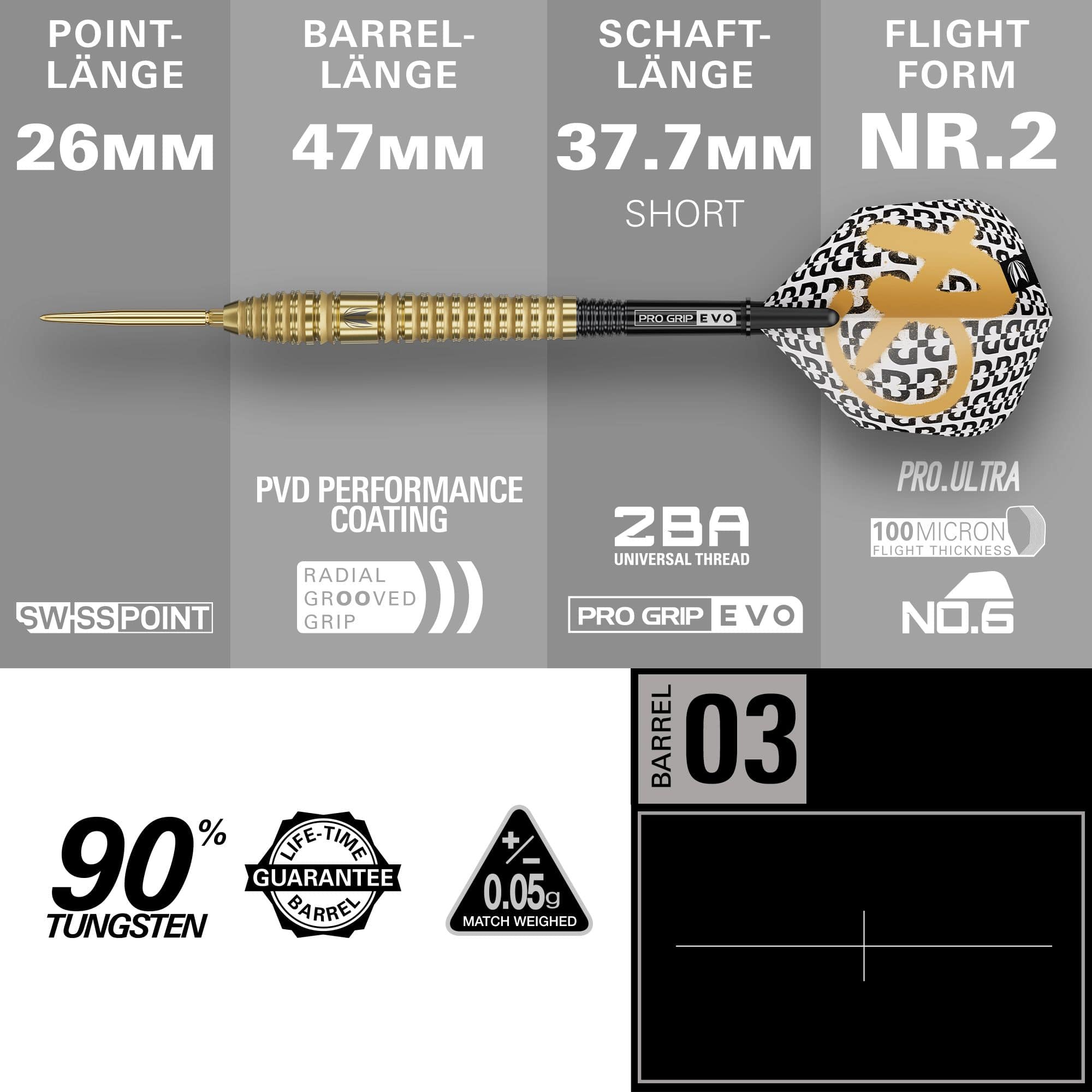 Freccette in acciaio Target Bolide Envy 03 Swiss Point Zu sehen sind die Target Bolide Envy 03 Swiss Point Steeldarts. Diese Darts haben ein modernes Aussehen und sind für Profis geeignet.