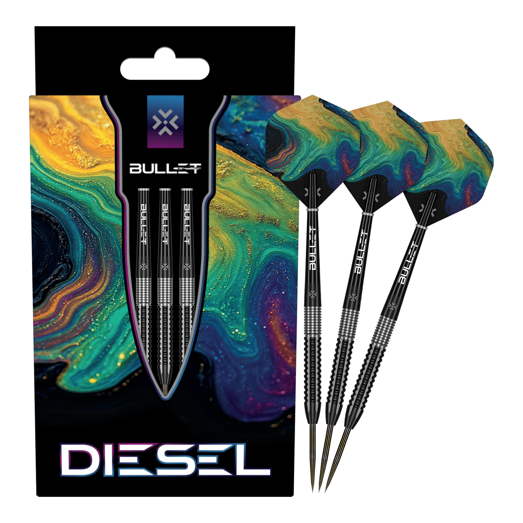 Bullet Diesel freccette in acciaio Hier wird das Produkt Bullet Diesel Steeldarts präsentiert. Die Steeldarts sind für den professionellen Dartsport geeignet.