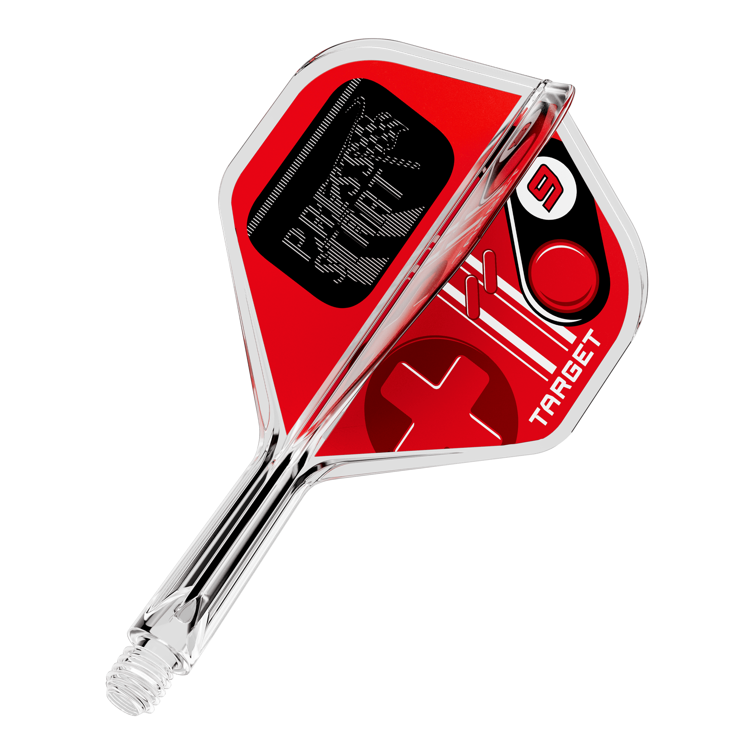 Voli standard Target K-Flex Press Start n. 2 Zu sehen ist ein einzelner Dart Flight mit der Bezeichnung 410585 Target K-Flex PressStart No2 Standard 19mm. Es handelt sich um Zubehör für das Dartspiel.