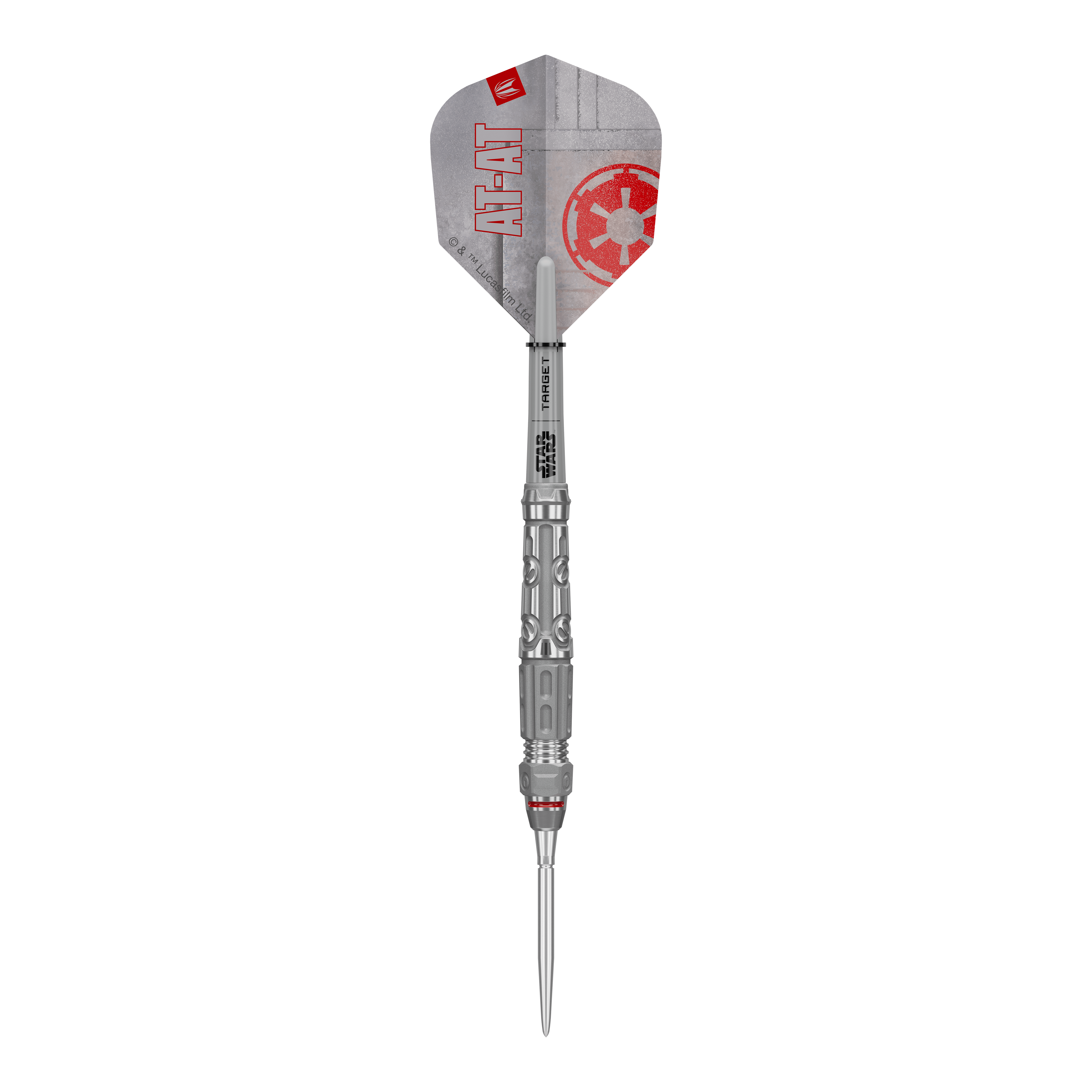 Dardi in acciaio Swiss Point a punta, bersaglio Star Wars AT-AT Hier sehen Sie die Target Star Wars AT-AT Swiss Point Steeldarts. Die Abbildung stellt das Design und die Form der Dartpfeile dar.