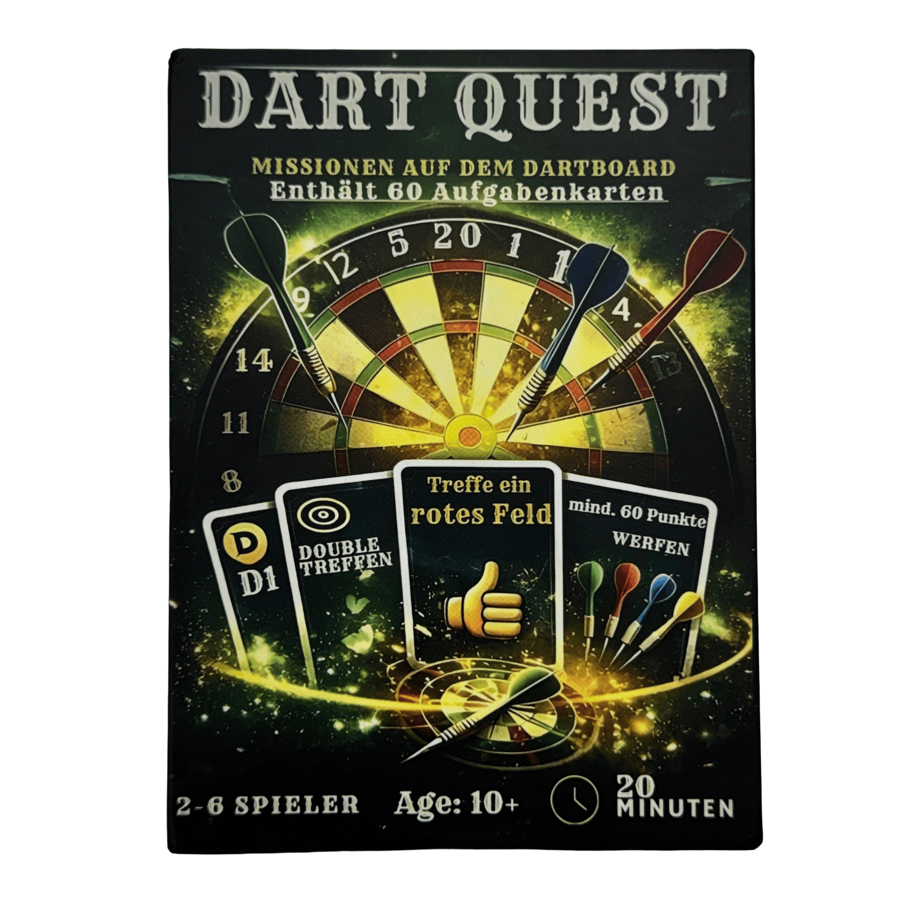 Gioco di carte Dart Quest Dieses Bild zeigt das Dart Quest Kartenspiel. Das Produkt ist für unterhaltsame Spielabende geeignet.