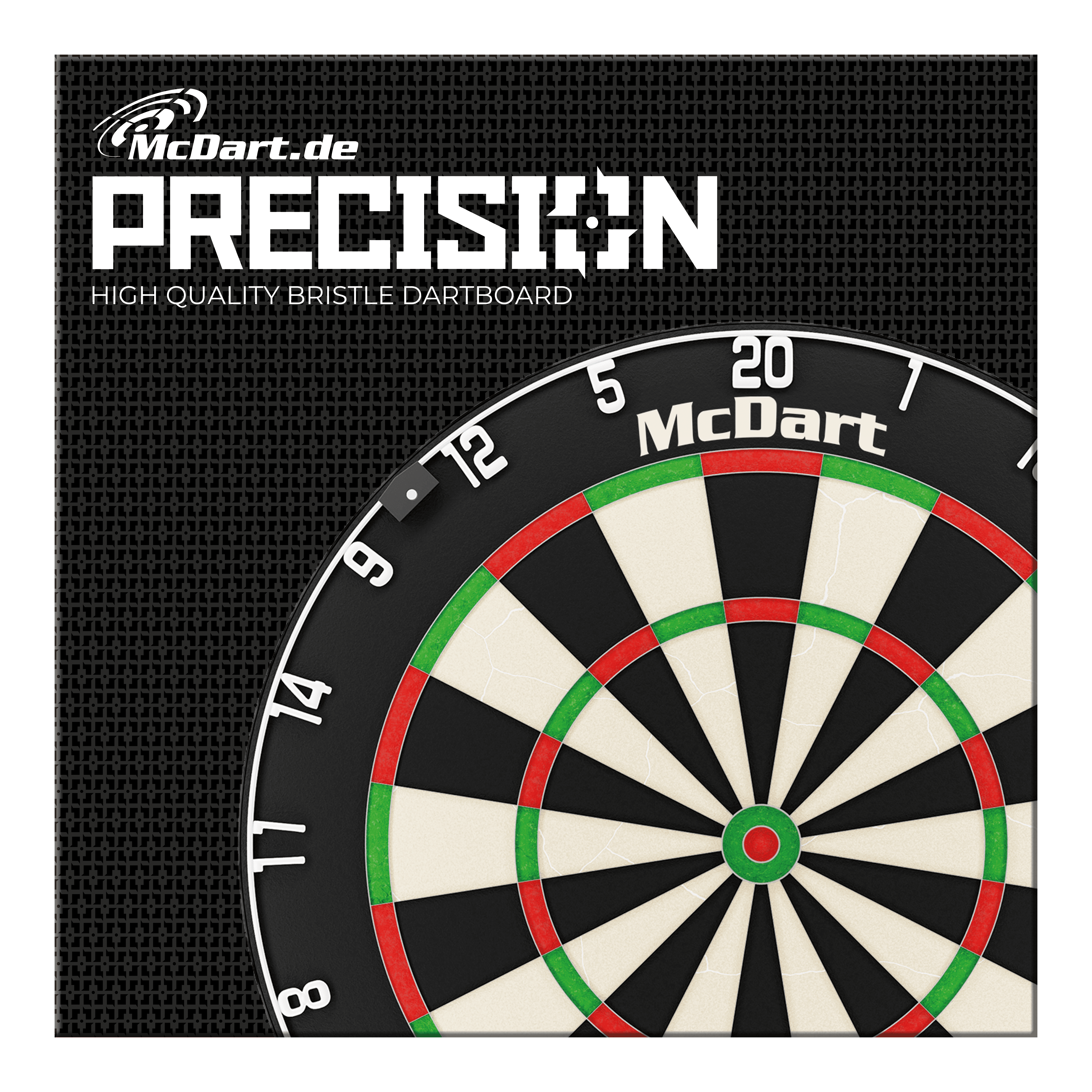 Bersaglio per freccette in acciaio di precisione McDart Das Bild zeigt das Produkt "McDart Precision Steeldartboard". Zu sehen ist ein hochwertiges Bristle-Dartboard mit dem McDart-Logo.