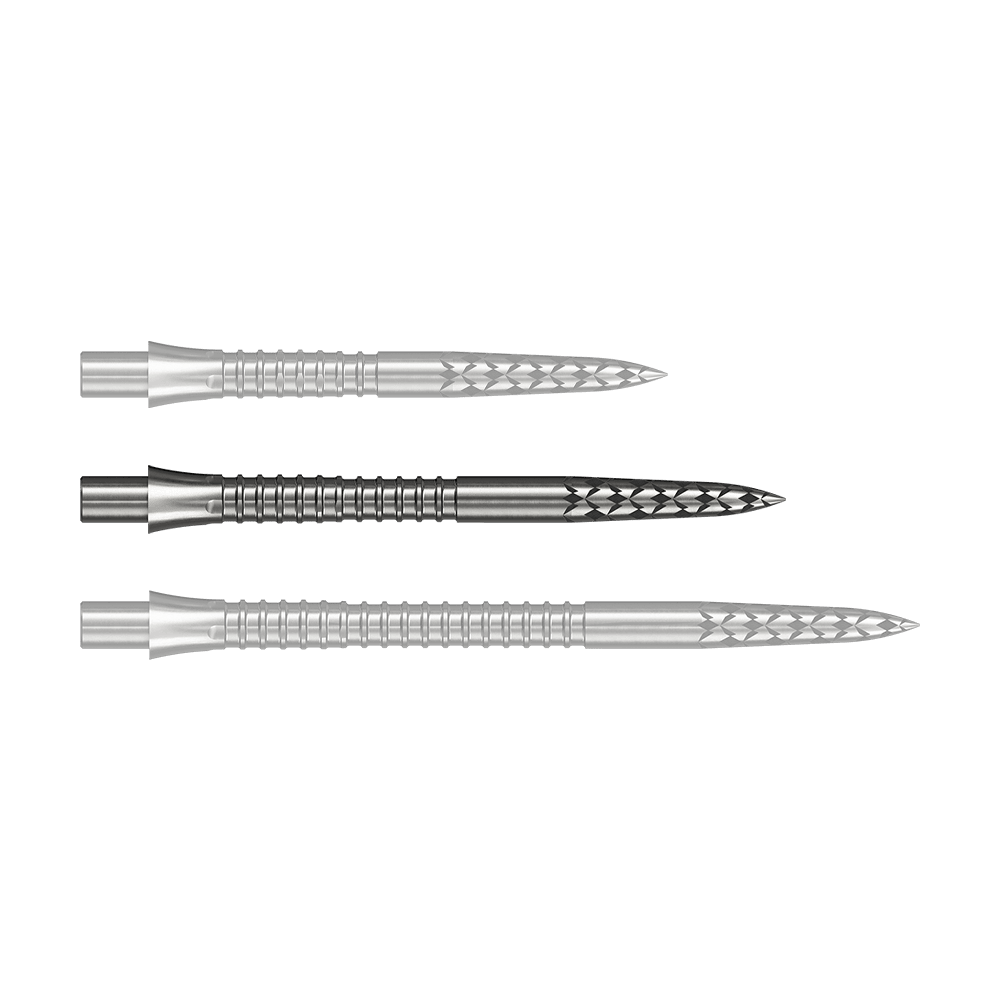 Punte per freccette Mission Caliburn EVO con logo GV - argento Dieses Bild zeigt eine Steeldartspitze in Silber mit 32 mm Länge. Es stammt aus der Datei M002128_Missoin_Caliburn_EVO_GV-Logo_Steeldartspitzen_Silber_32mm_1.