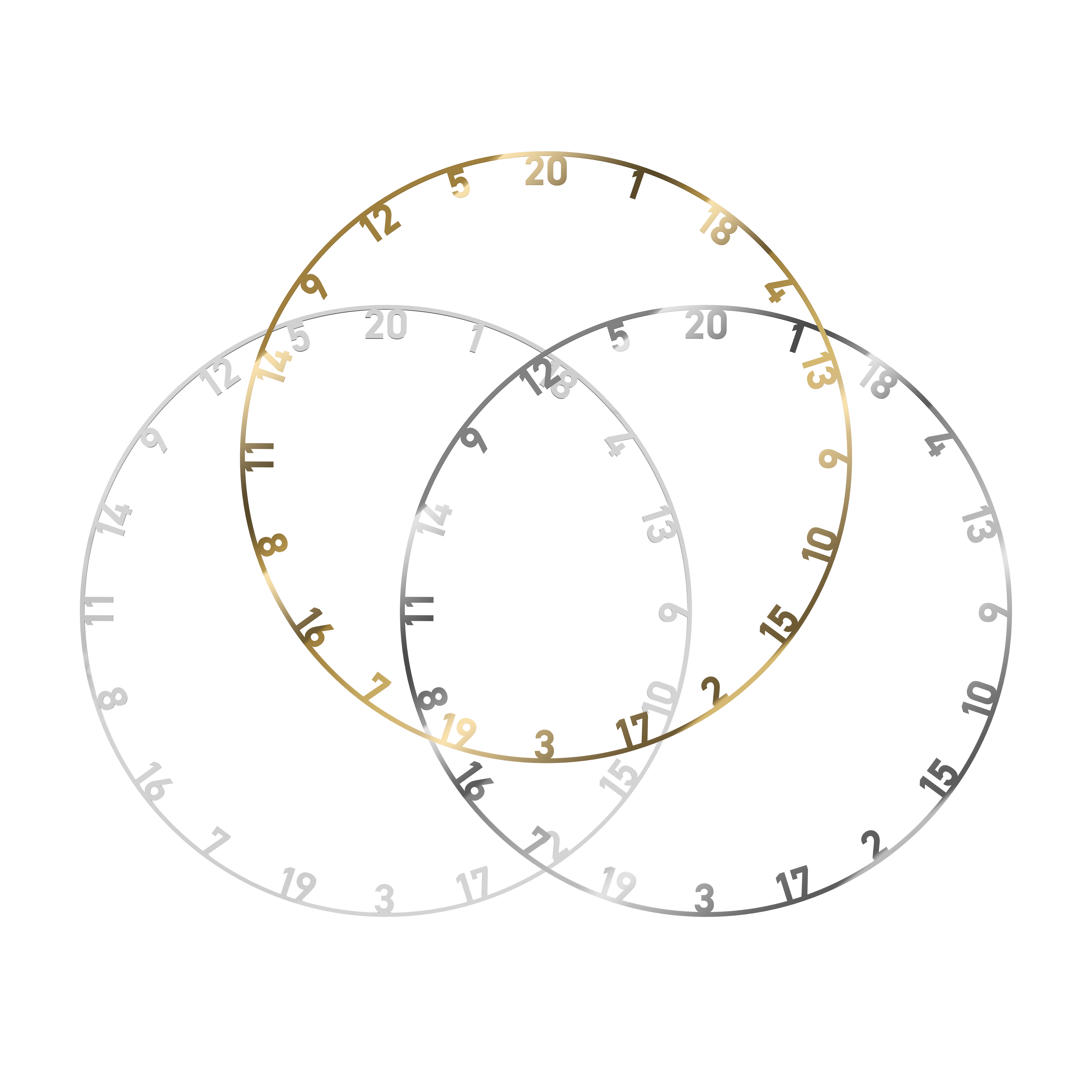 Bulls NL Steeldartboard Zahlenring 3-er Set - Gold Silber Weiß