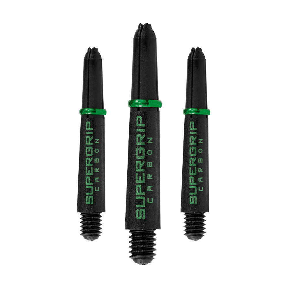 HR360_Harrows_Supergrip_Carbon_Shafts_Gr-n_33mm_10sZZZfPlSbL56 Abgebildet ist ein Satz Harrows Supergrip Carbon Shafts. Diese Dartschäfte haben ein sportliches Aussehen.
