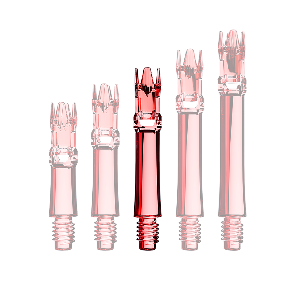 Alberi di ricambio per sistema L-Style - Rosso trasparente Hier sieht man eine rote transparente Ersatzshaft. Die Shaft ist von der Seite zu erkennen.