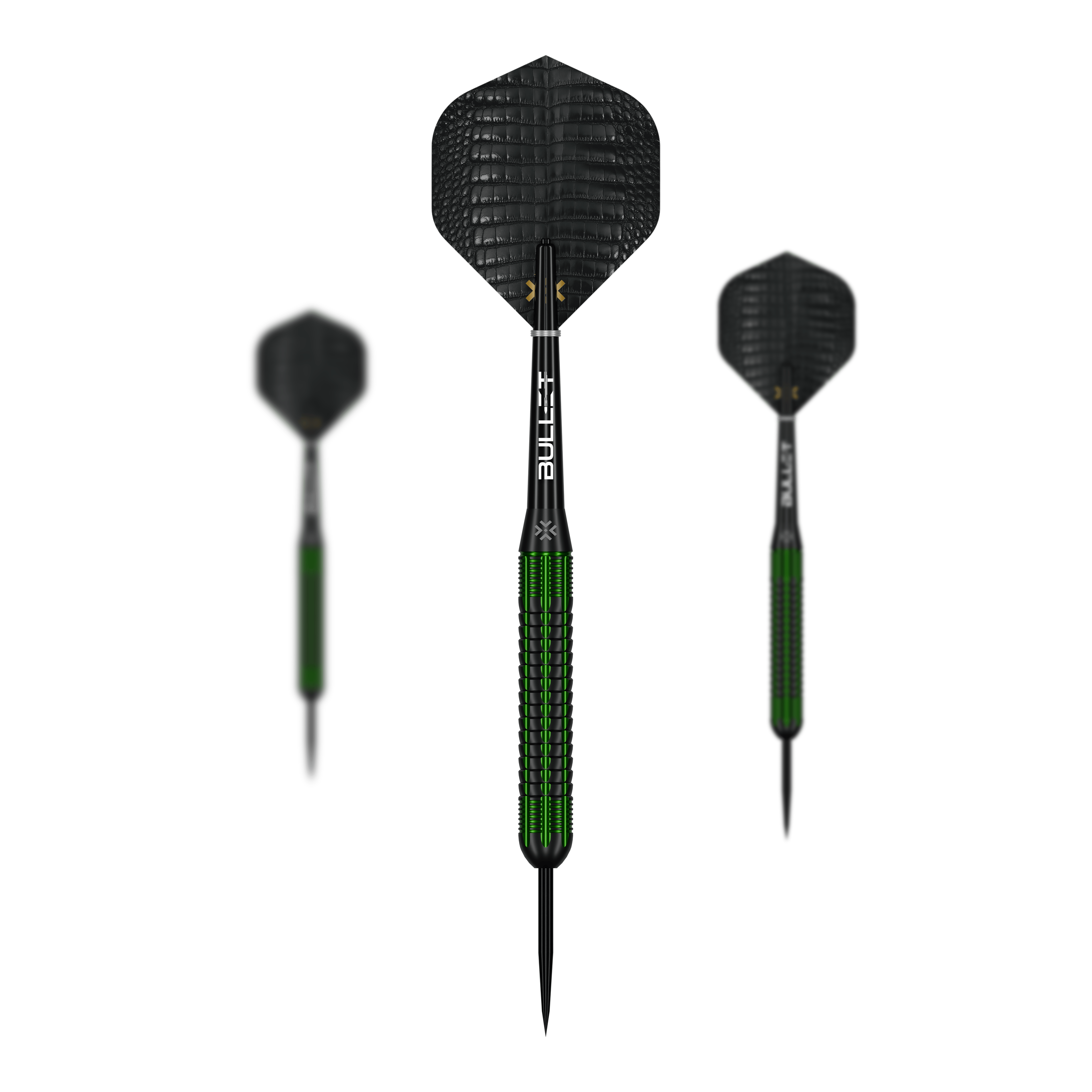 Bullet Gator freccette in ottone e acciaio - 22 g Auf dem Bild ist ein Set der Bullet Gator Brass Steeldarts - 22g zu sehen. Das Set enthält mehrere Darts mit je 22 Gramm Gewicht.