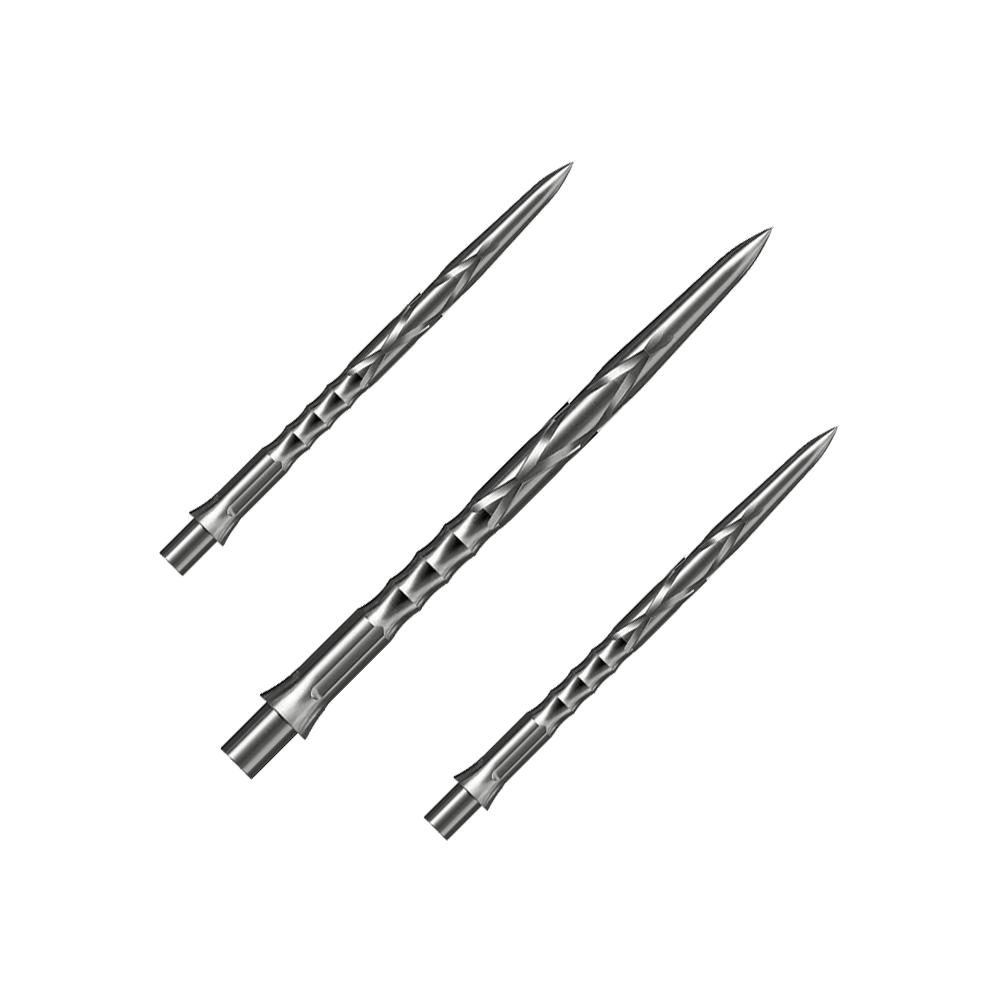 Punte per freccette in acciaio Caliburn System - HAN G2 - Argento Das Bild zeigt Steeldartspitzen des Caliburn Evo Systems in Silber, 36mm. Die Spitzen sind für Steeldarts geeignet.