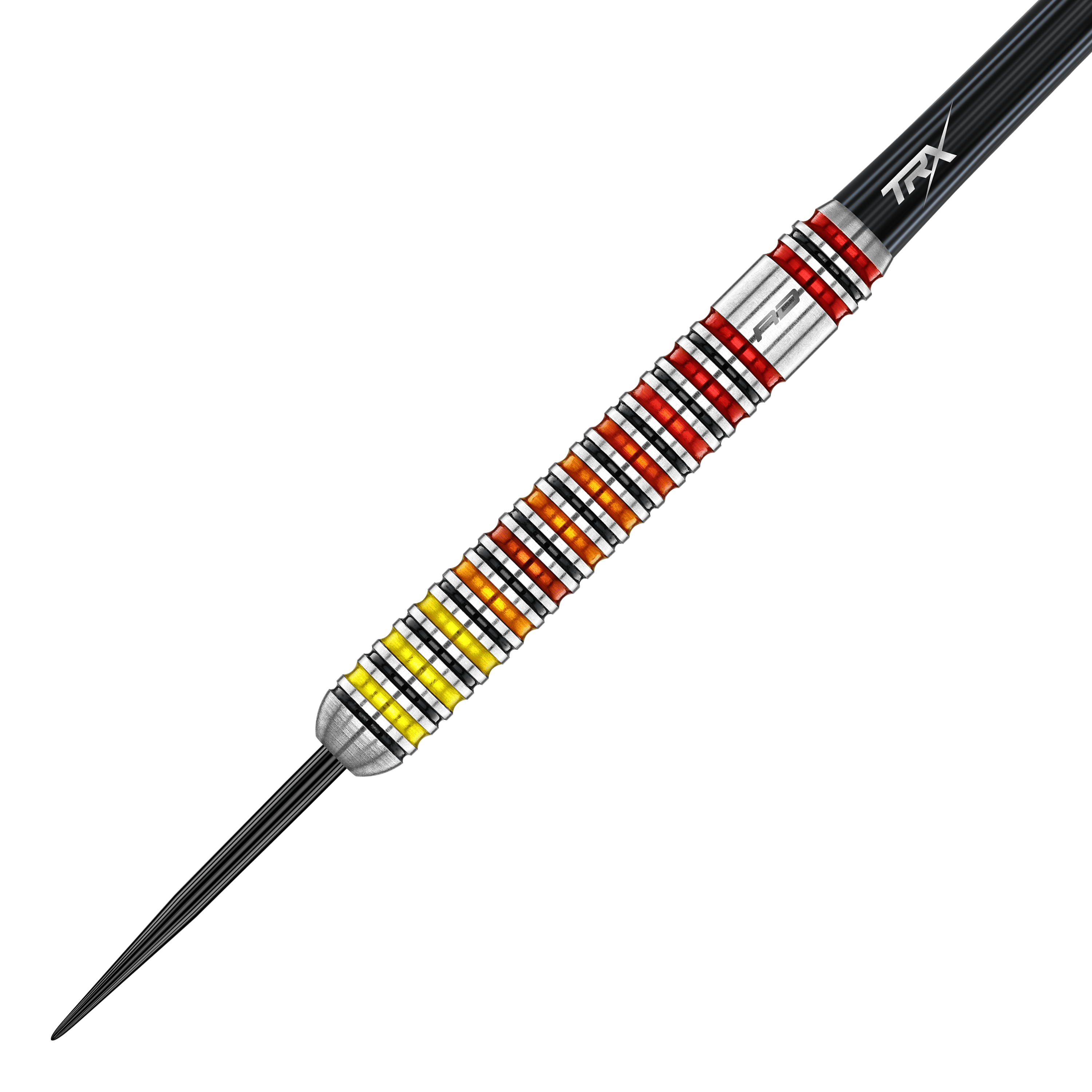 Dardi in acciaio della fornace del Red Dragon Die Red Dragon Furnace Steeldarts sind auf diesem Bild zu sehen. Die Pfeile haben einen metallischen Look und auffällige Details.