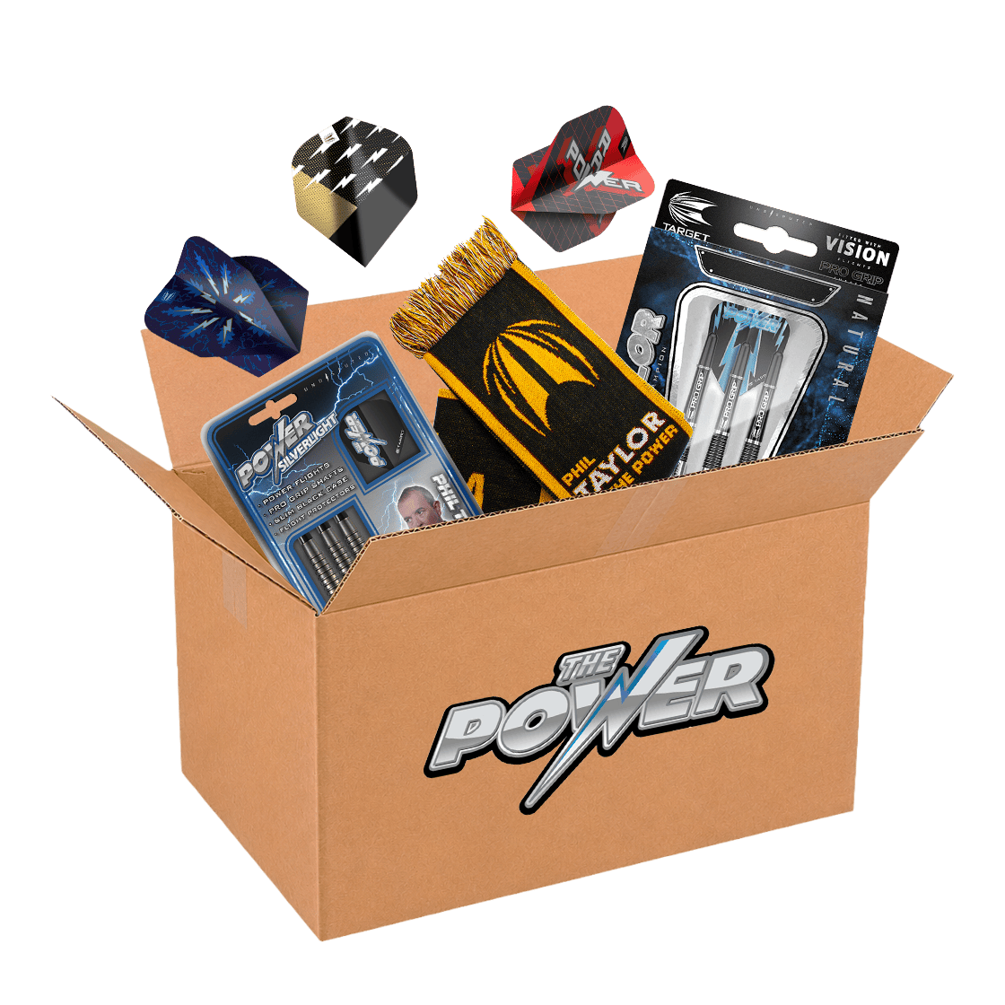 Scatola misteriosa McDart - Phil Taylor Softdart Zu sehen ist die McDart Mystery Box - Phil Taylor Softdart. Das Produkt richtet sich an Fans von Phil Taylor Softdarts.