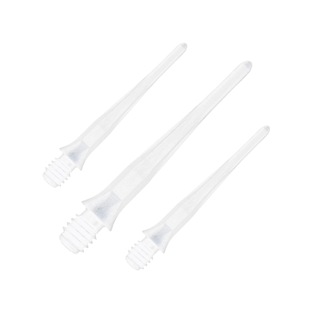 Punte per freccette morbide Caliburn 2BA, bianche - Confezione da 50 Abgebildet sind Caliburn 2BA Softdartspitzen in Weiß im 50er Pack. Die Spitzen sind für Softdarts geeignet und in einer Verpackungseinheit dargestellt.