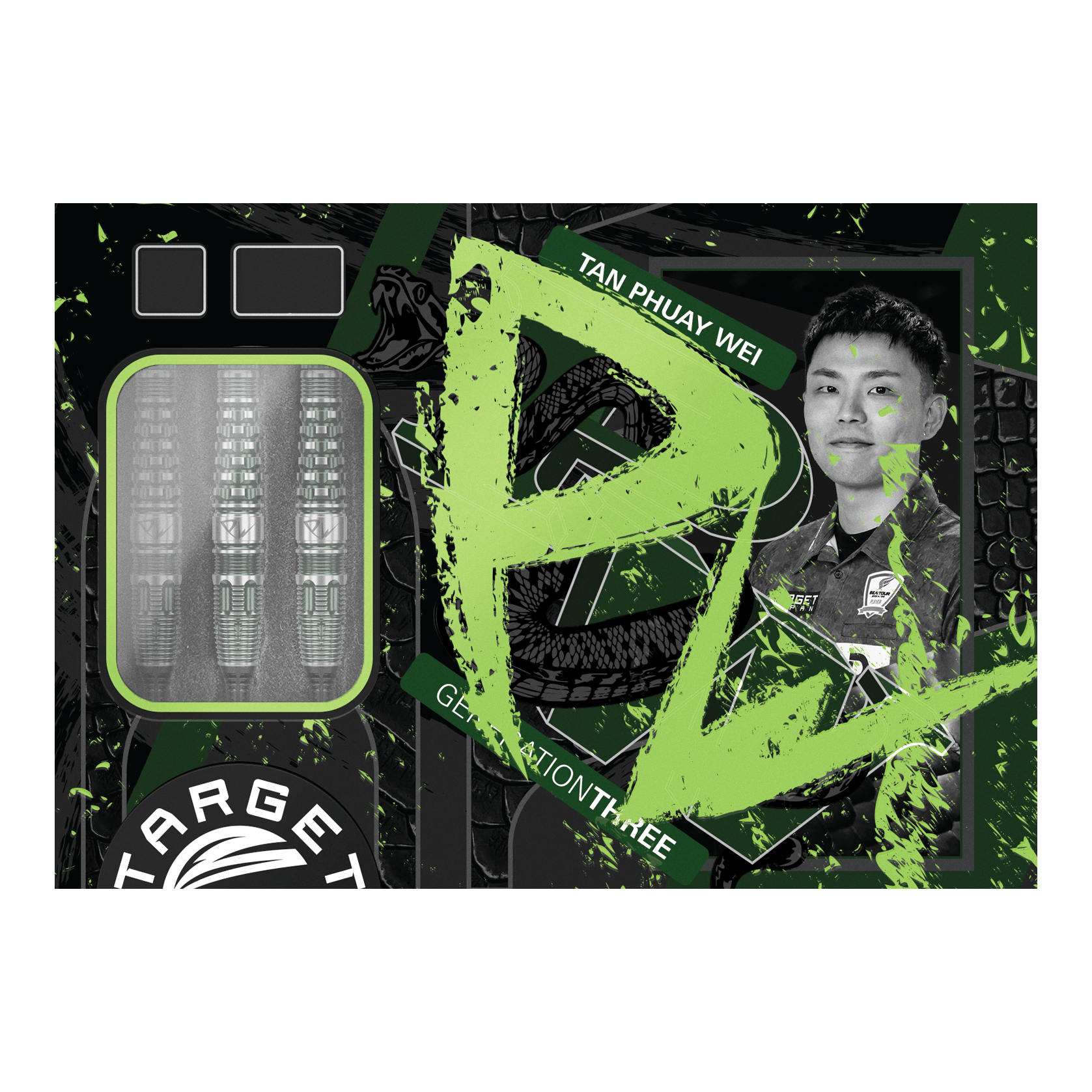 Freccette morbide Target Japan Prime Series PW GEN 3 - 19 g Zu sehen ist der Target Japan Prime Series PW GEN 3 Softdart mit 19g Gewicht. Das Bild illustriert das Aussehen und die Ausstattung dieses Dartpfeils.