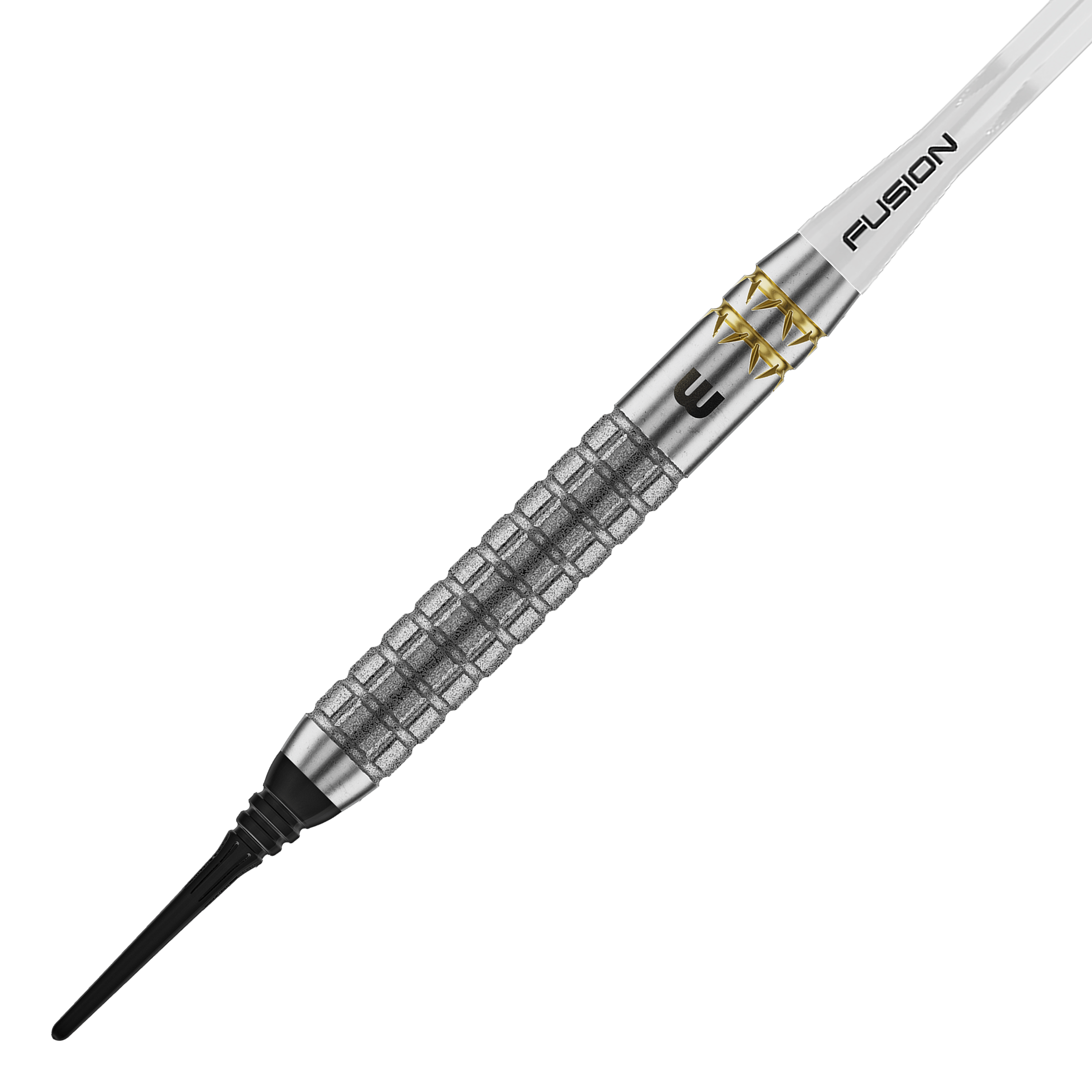 Winmau Gian Van Veen W-MAX Softdarts - 18g sind auf dem Bild abgebildet. Die Darts sind in einer Seitenansicht zu sehen.