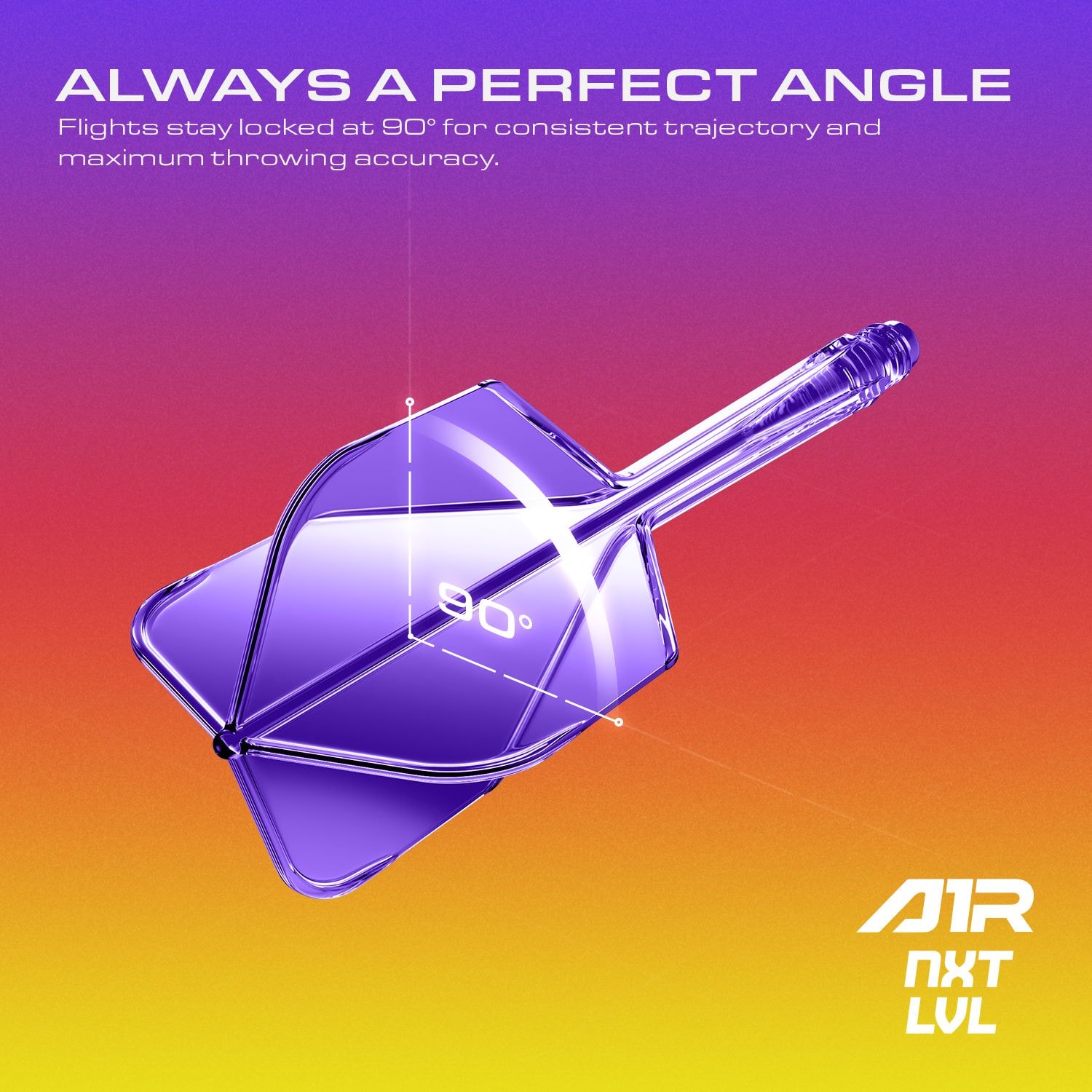 Sistema di alberi di volo GOAT A1R No6 - Viola neon Das Bild zeigt das GOAT A1R No6 Flight-Shaft-System in Neon Lila. Dies ist ein Dart-Zubehörteil für präzises Spielen.
