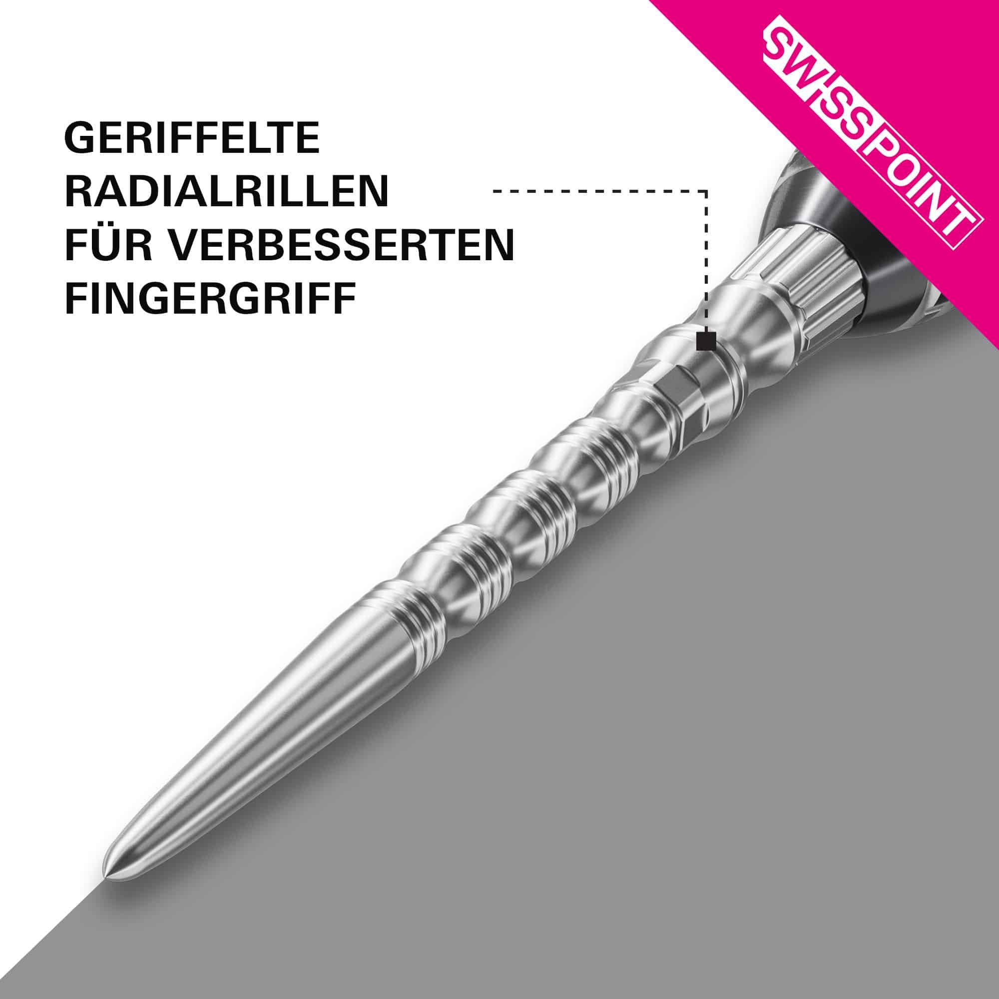 Punte per freccette Target Signature Swiss Point TRB in acciaio - argento Abgebildet ist das Produkt Target Signature Swiss Point TRB Steeldartspitzen - Silber. Es handelt sich um silberne Dartspitzen für Steeldarts.