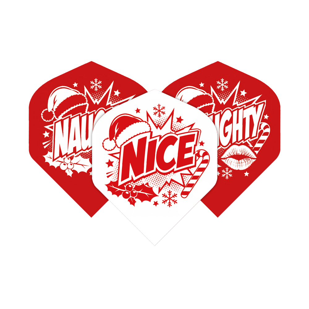 Voli standard McDart Naughty Or Nice No2 Abgebildet ist das Produkt McDart Naughty Or Nice No2 Standard Flights. Es handelt sich um Dartflights in Standardgröße.