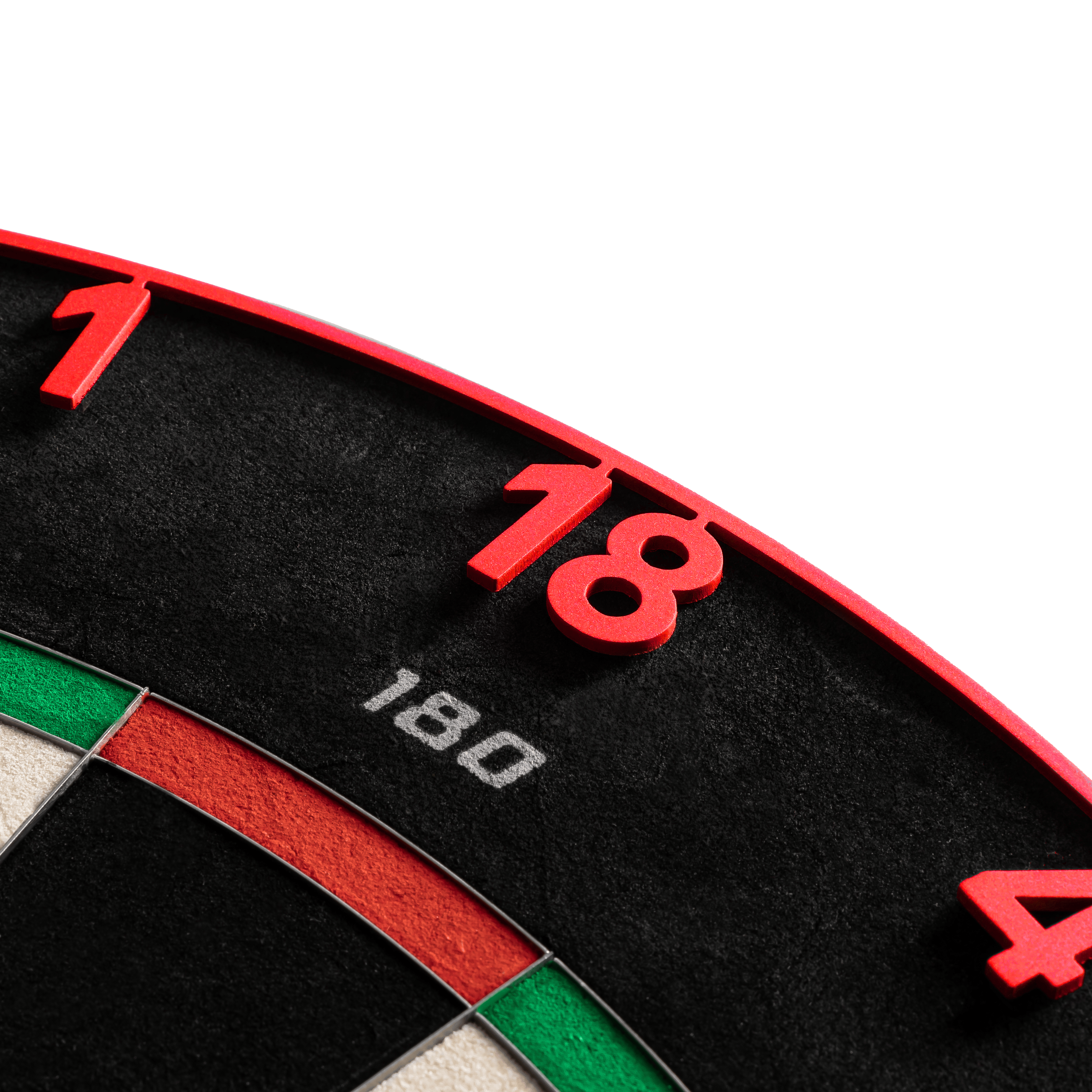 Bersaglio per freccette in acciaio Precise 180 Endorphine con anello numerico - Inferno Red Dieses Bild zeigt das Precise 180 Endorphine Steeldartboard mit Nummernring in Inferno Red. Das Dartboard eignet sich ideal für anspruchsvolle Dartspieler.