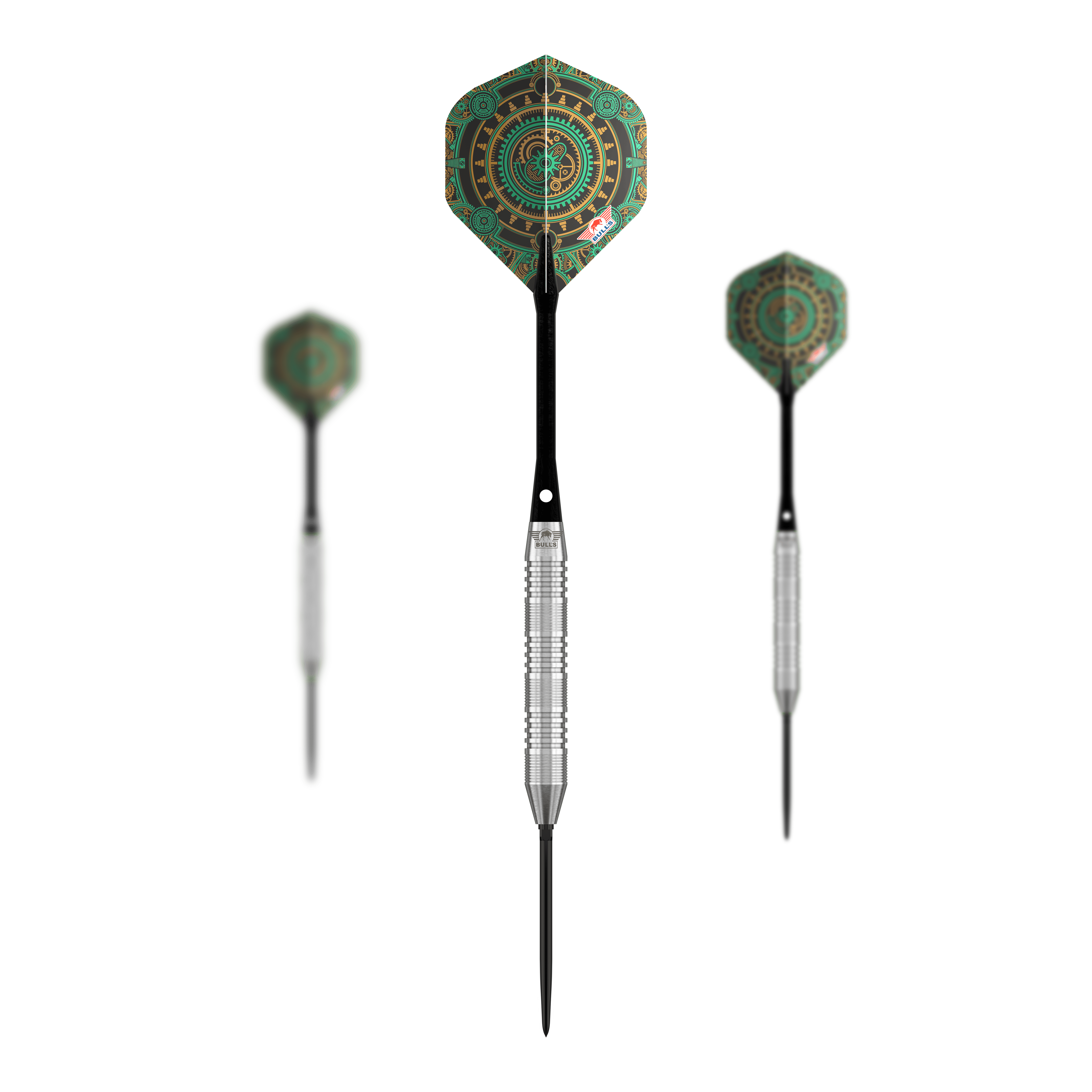 Freccette Bulls NL Direct in tungsteno con punta convertibile in acciaio - 23 g Abgebildet wird das Set Bulls NL Direct Tungsten Convertible Point Steeldarts - 23g. Zu sehen sind mehrere Pfeile.