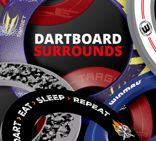 Das Bild zeigt ein Produkt namens 2025-09_5L_Surrounds. Es handelt sich wahrscheinlich um Surrounds für eine Dartscheibe.